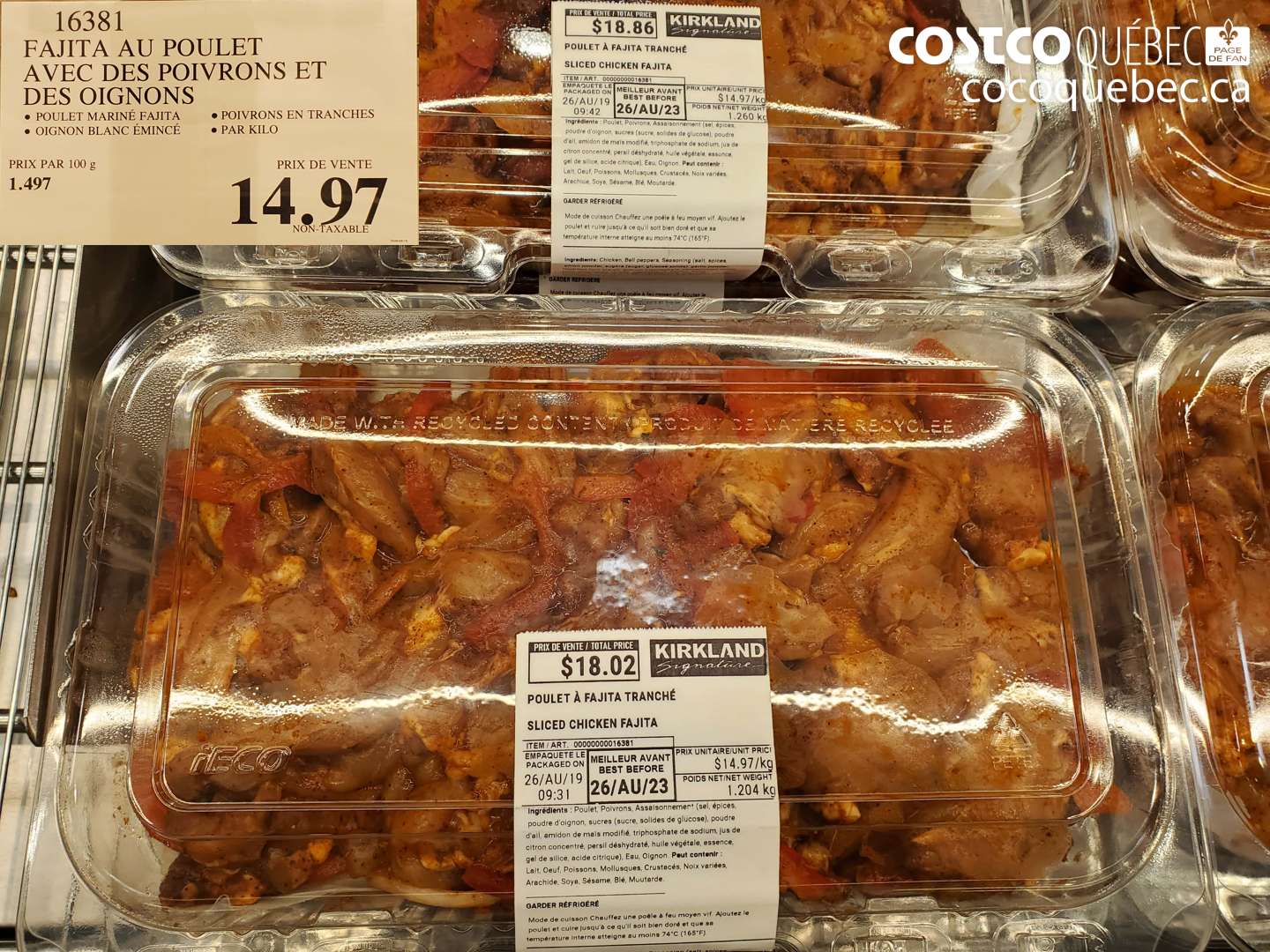16381 FAJITA AU POULET AVEC DES POIVRONS ET DES OIGNONS $14.97