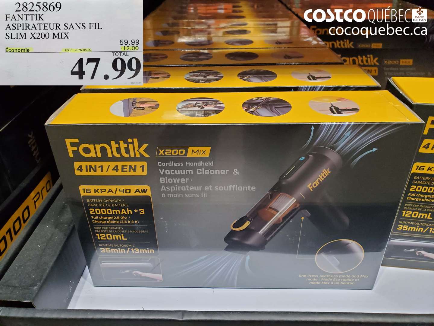 2825869 FANTTIK ASPIRATEUR SANS FIL SLIM X200 MIX ($12.00 INSTANT SAVINGS EXPIRES ON 2026-08-09) $47.99