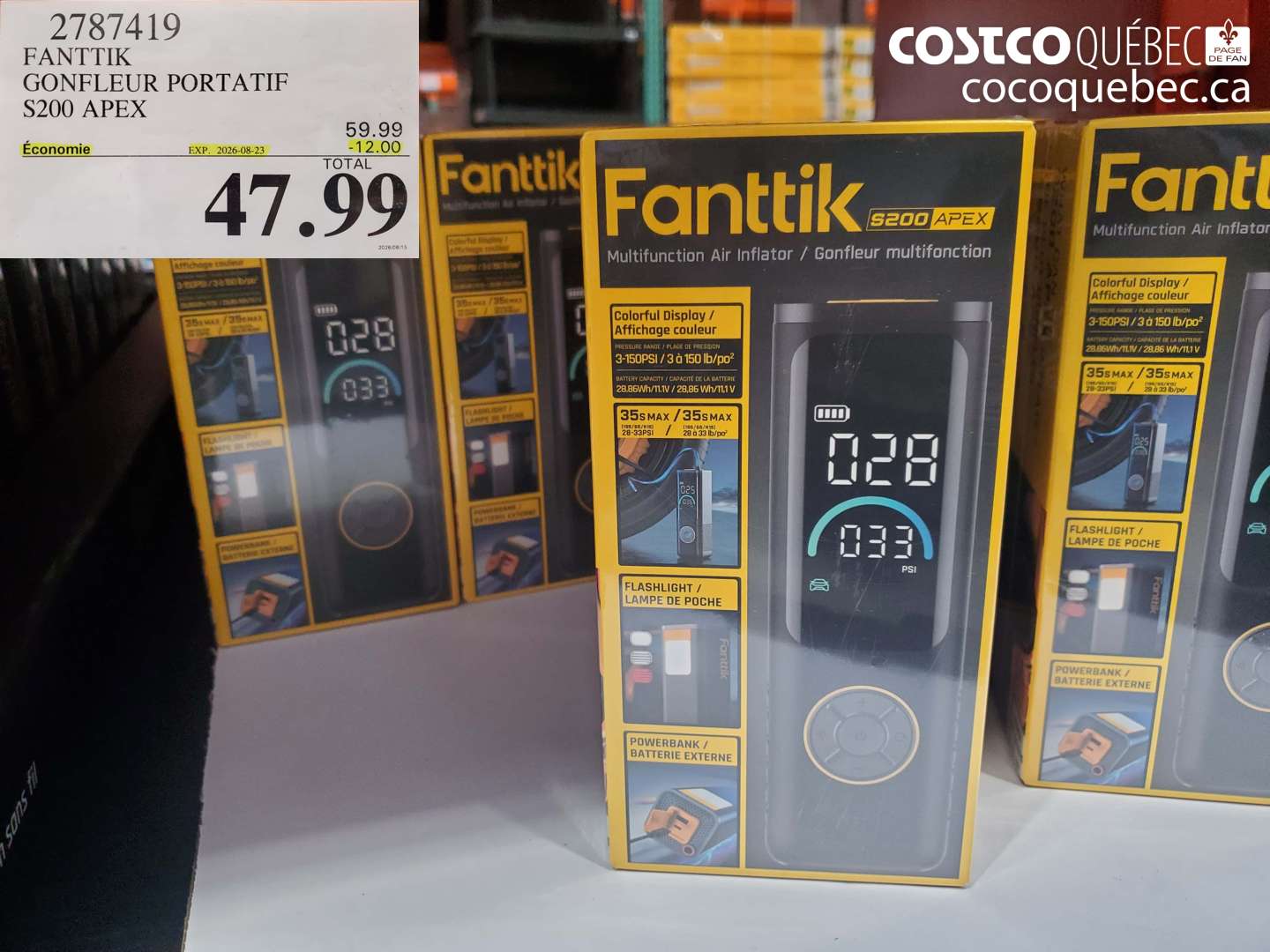 2787419 FANTTIK GONFLEUR PORTATIF S200 APEX ($12.00 INSTANT SAVINGS EXPIRES ON 2026-08-23) $47.99