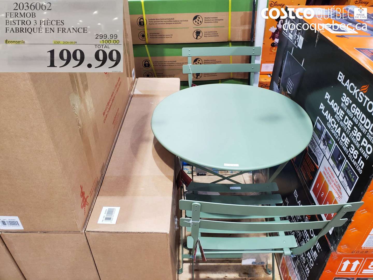 2036062 FERMOB BISTRO 3 PIÈCES FABRIQUÉE EN FRANCE ($100.00 INSTANT SAVINGS EXPIRES ON 2026-08-09) $199.99