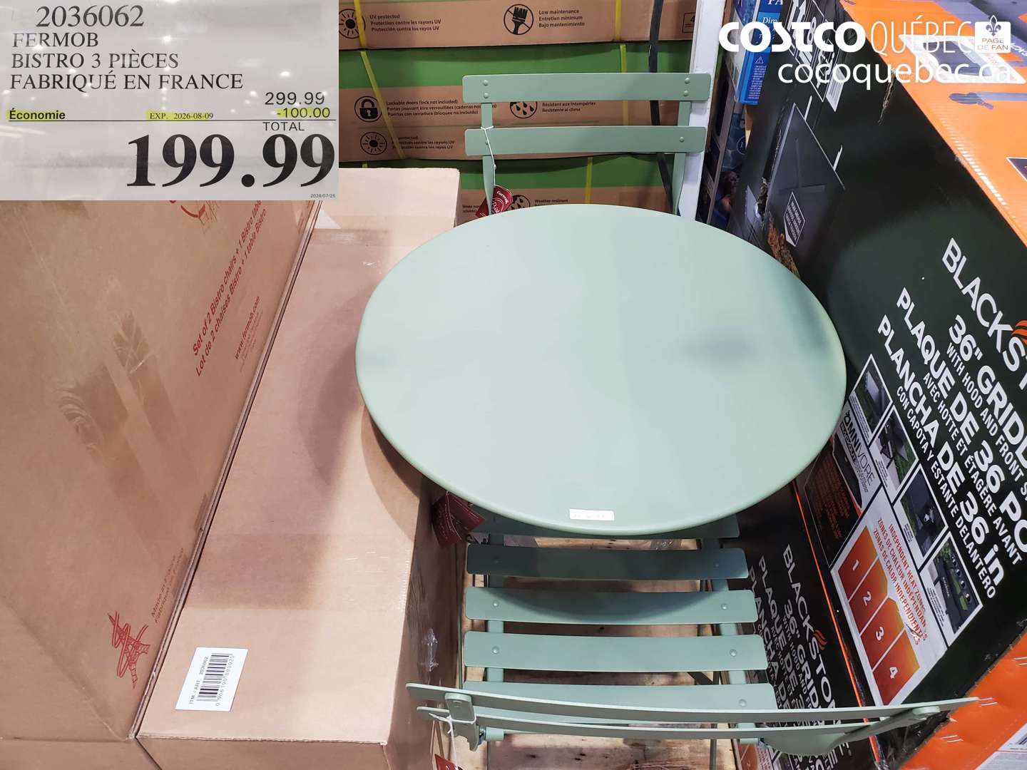 2036062 FERMOB BISTRO 3 PIÈCES FABRIQUÉ EN FRANCE ($100.00 INSTANT SAVINGS EXPIRES ON 2026-08-09) $199.99