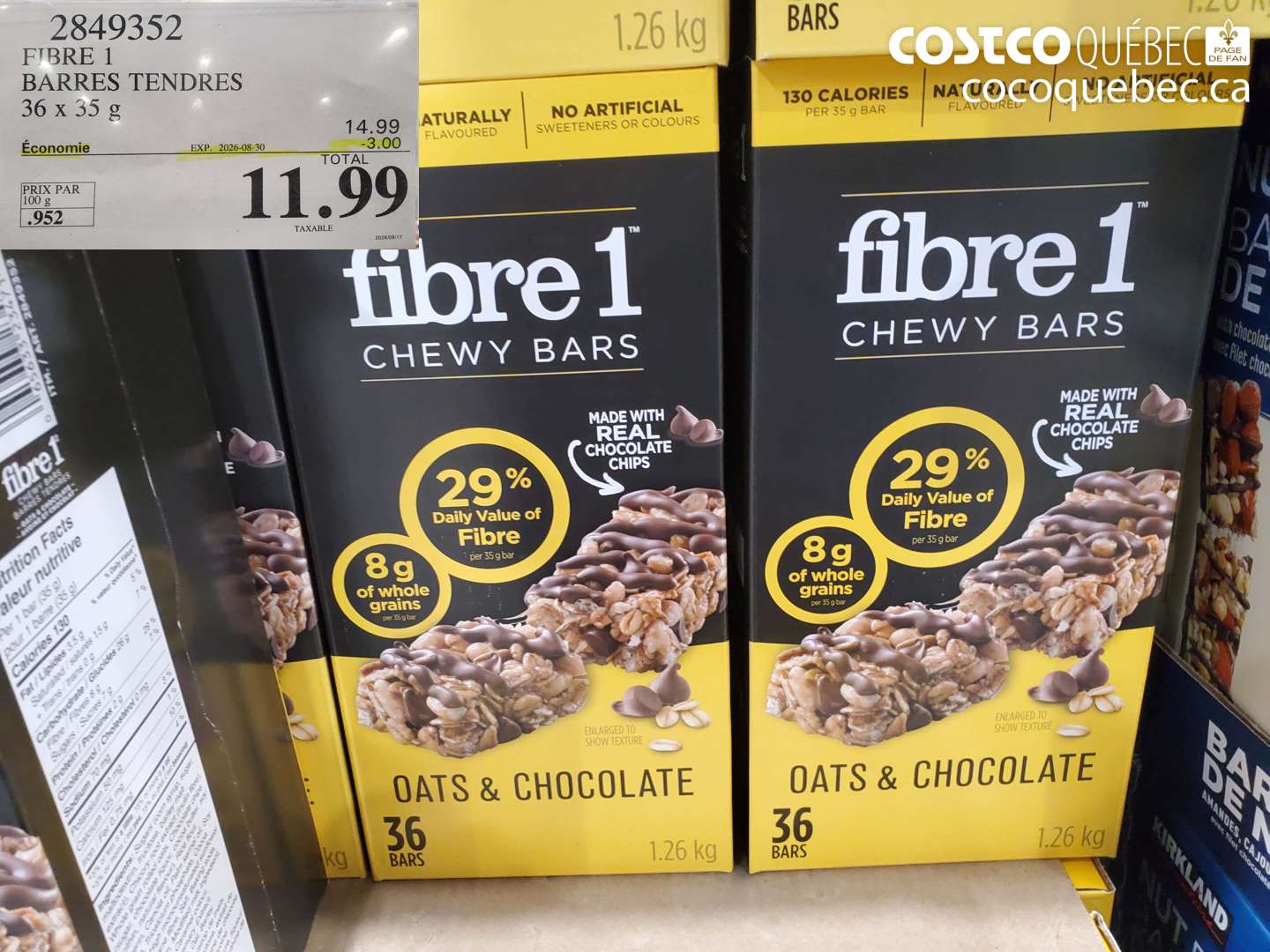 2849352 FIBRE 1 BARRES TENDRES ($3.00 INSTANT SAVINGS EXPIRES ON 2026-08-30) $11.99