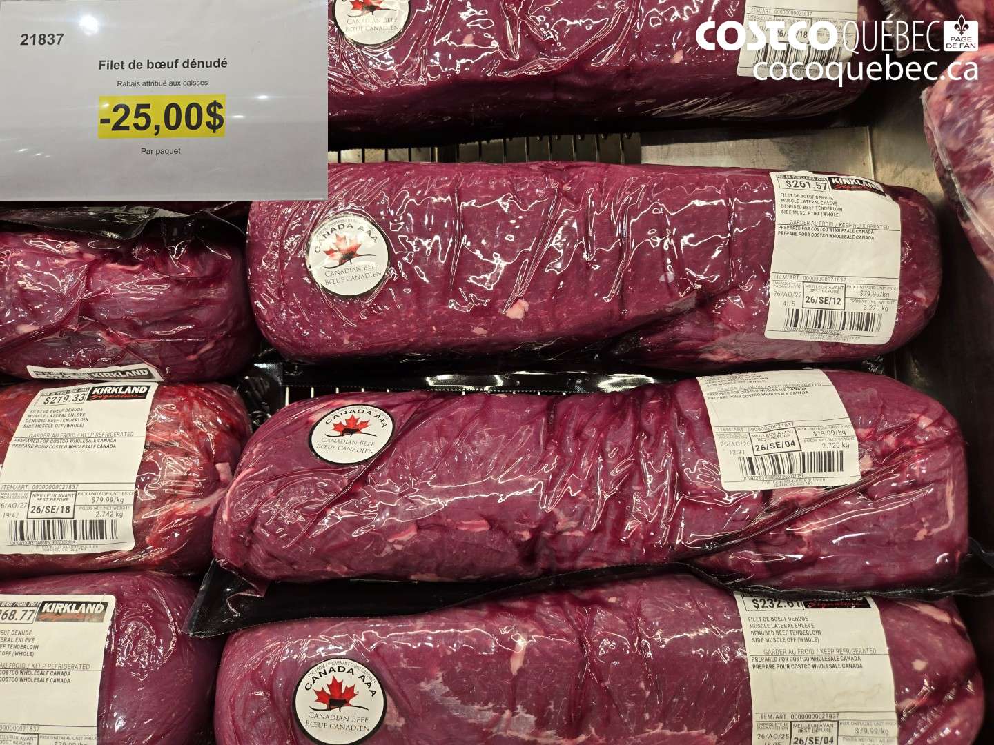 21837 FILET DE BOEUF DÉNUDÉ ($25.00 INSTANT SAVINGS)