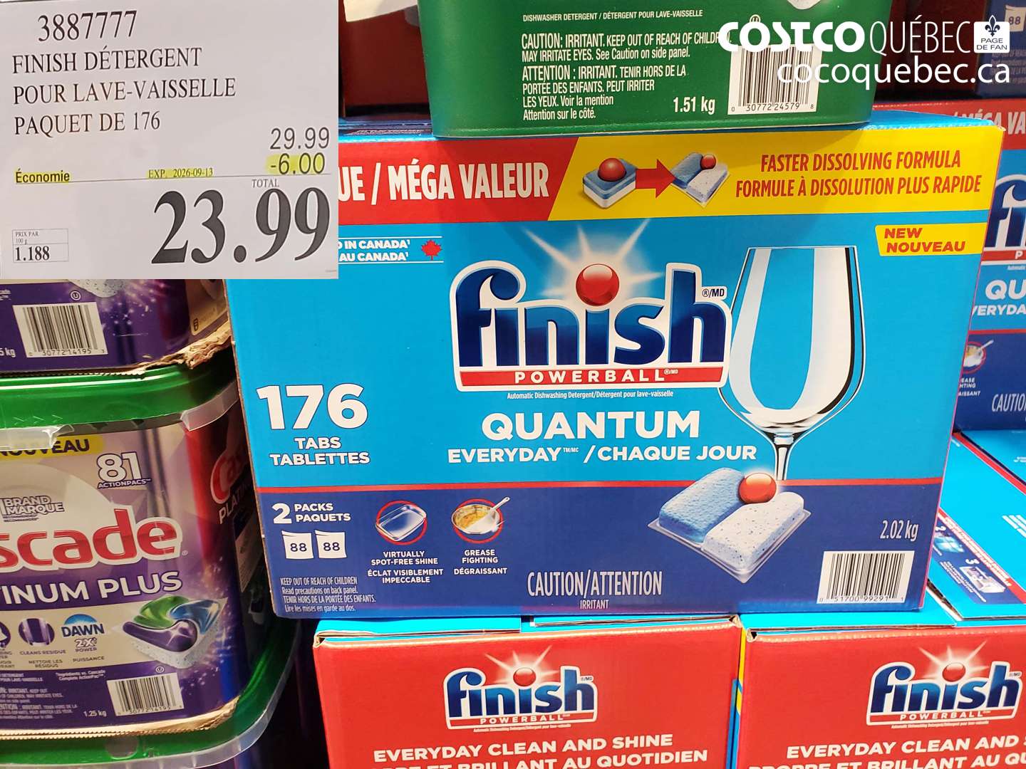 3887777 FINISH DÉTERGENT POUR LAVE-VAISSELLE PAQUET DE 176 ($6.00 INSTANT SAVINGS EXPIRES ON 2026-09-13) $23.99
