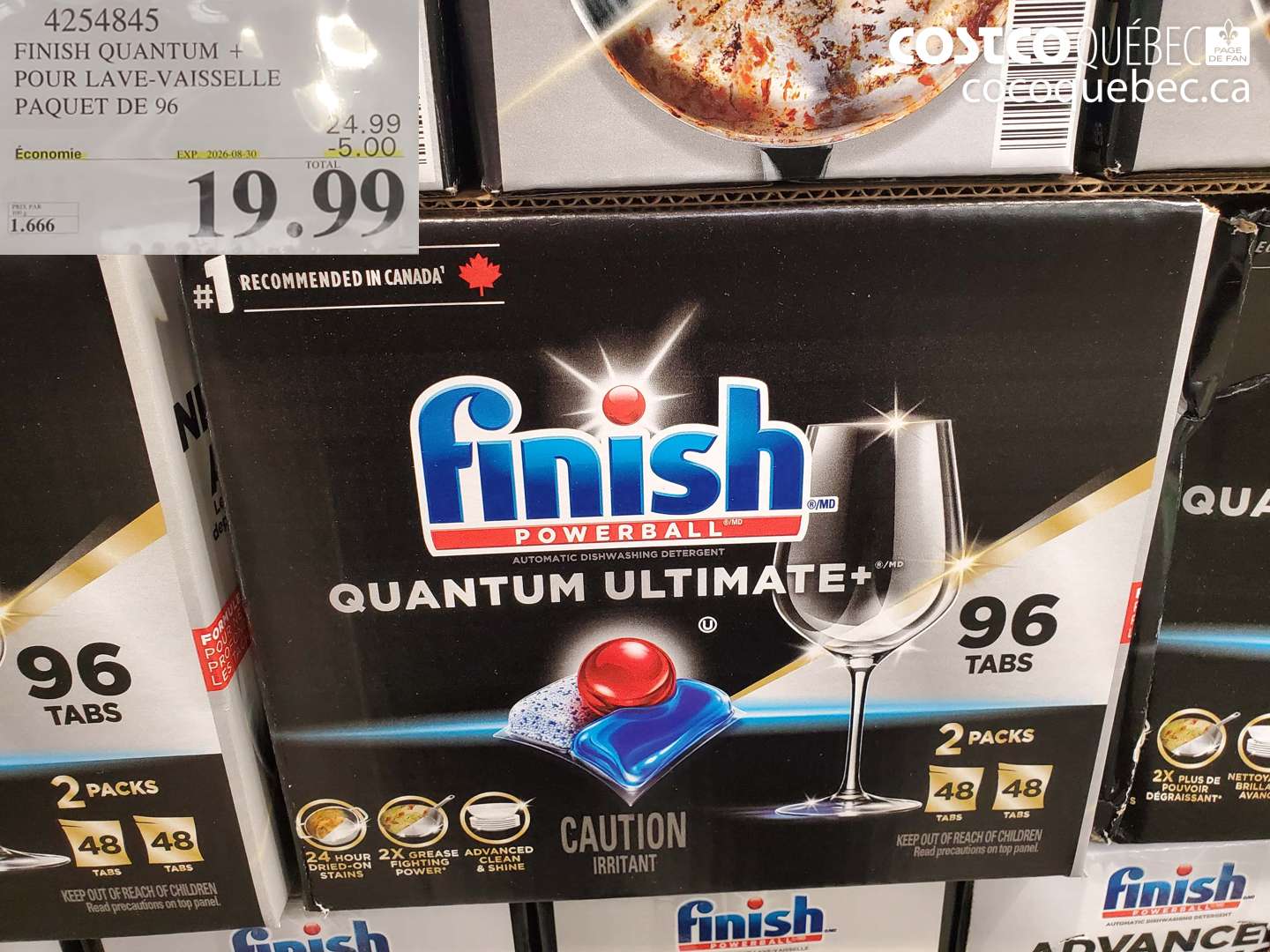 4254845 FINISH QUANTUM + POUR LAVE-VAISSELLE PAQUET DE 96 ($5.00 INSTANT SAVINGS EXPIRES ON 2026-08-30) $19.99