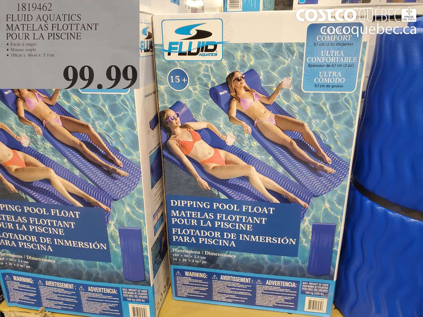 1819462 FLUUID AQUATICS MATELAS FLOTTANT POUR LA PISCINE $99.99