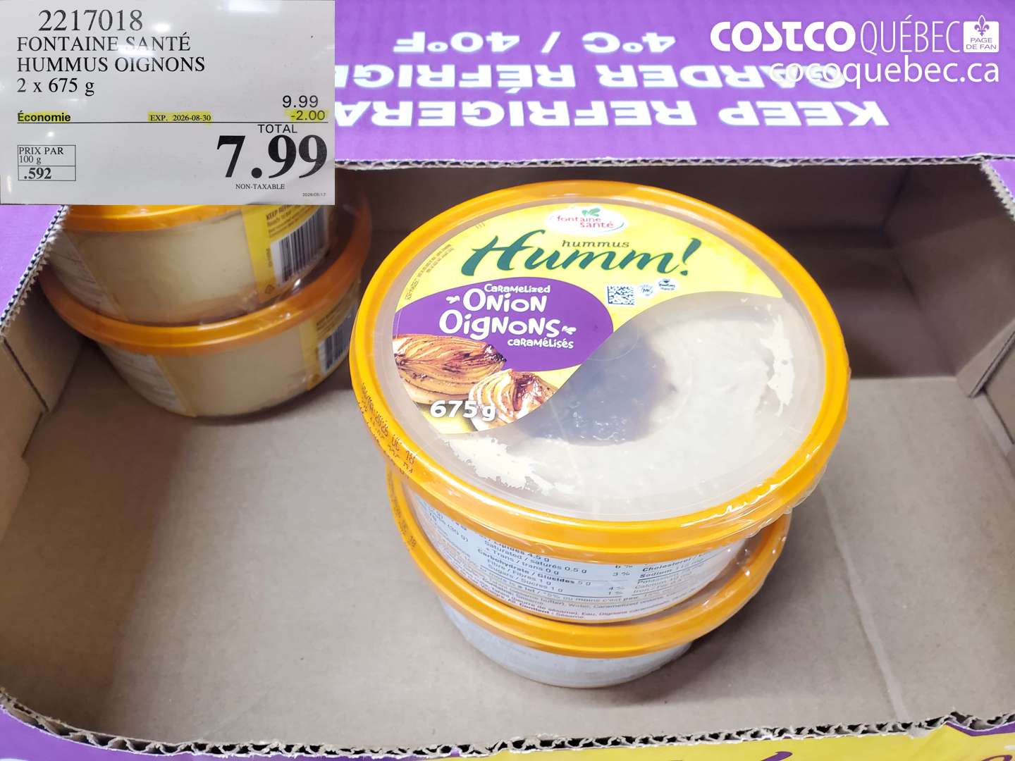 2217018 FONTAINE SANTÉ HUMMUS OIGNONS ($2.00 INSTANT SAVINGS EXPIRES ON 2026-08-30) $7.99
