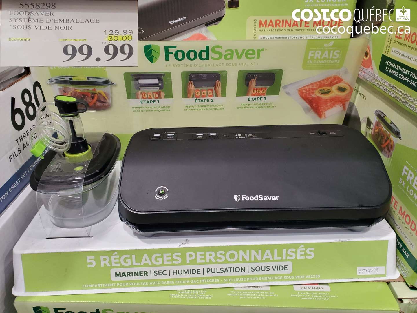 5558298 FOODSAVER SYSTÈME D'EMBALLAGE SOUS VIDE NOIR ($30.00 INSTANT SAVINGS EXPIRES ON 2026-08-09) $99.99