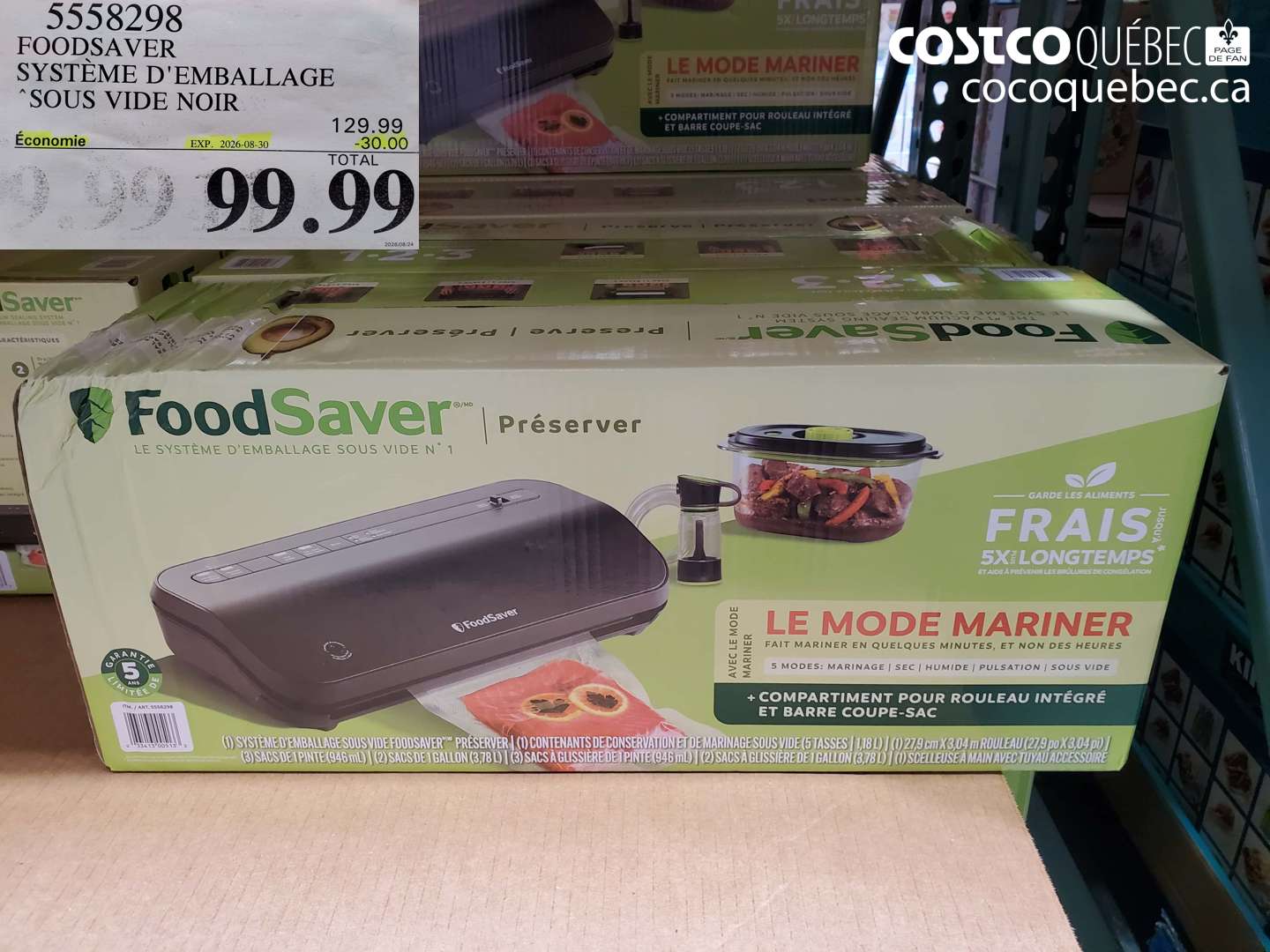 5558298 FOODSAVER SYSTÈME D'EMBALLAGE SOUS VIDE NOIR ($30.00 INSTANT SAVINGS EXPIRES ON 2026-08-30) $99.99