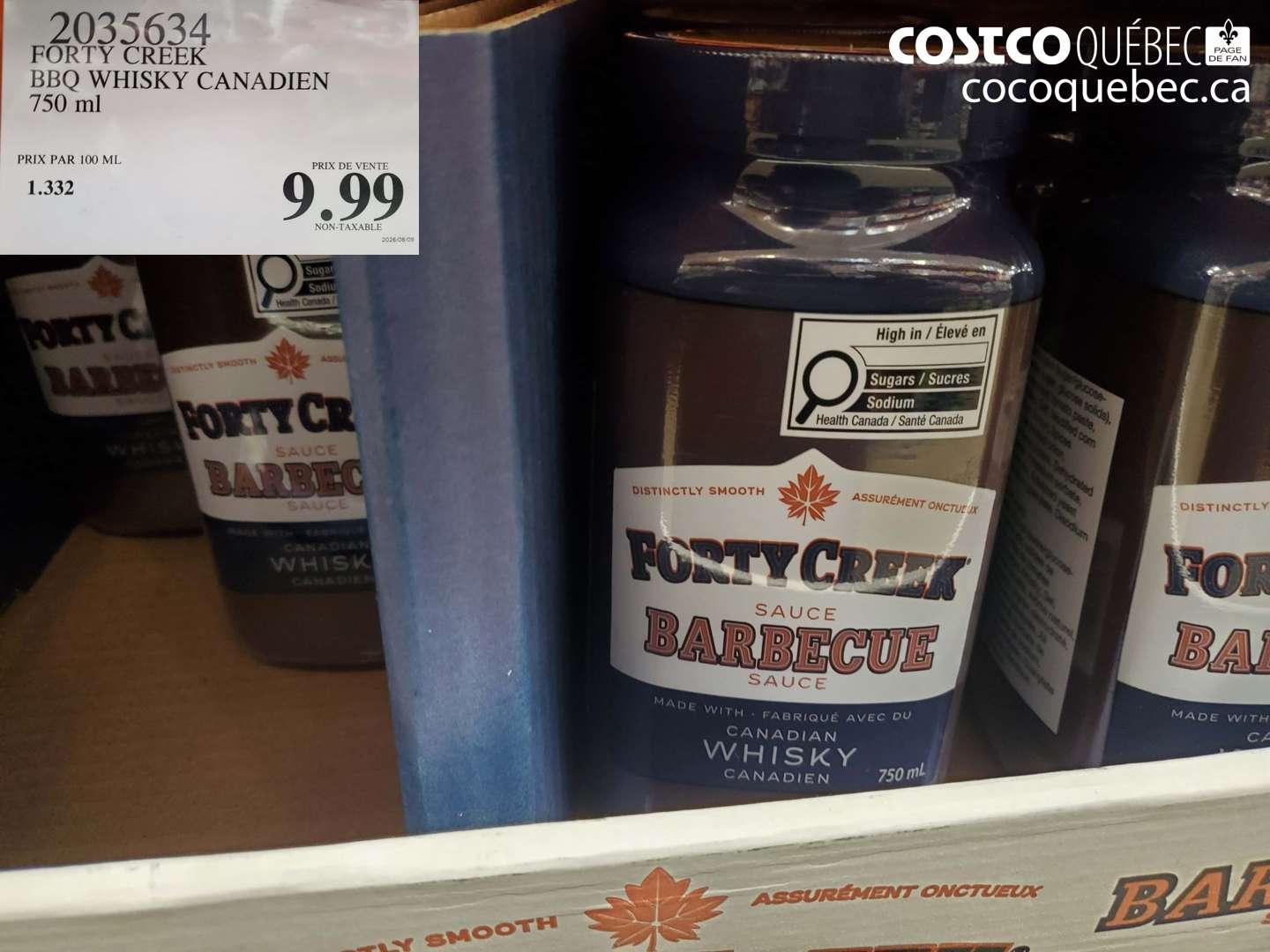 2035634 FORTY CREEK BBQ WHISKY CANADIEN 750 ML $9.99