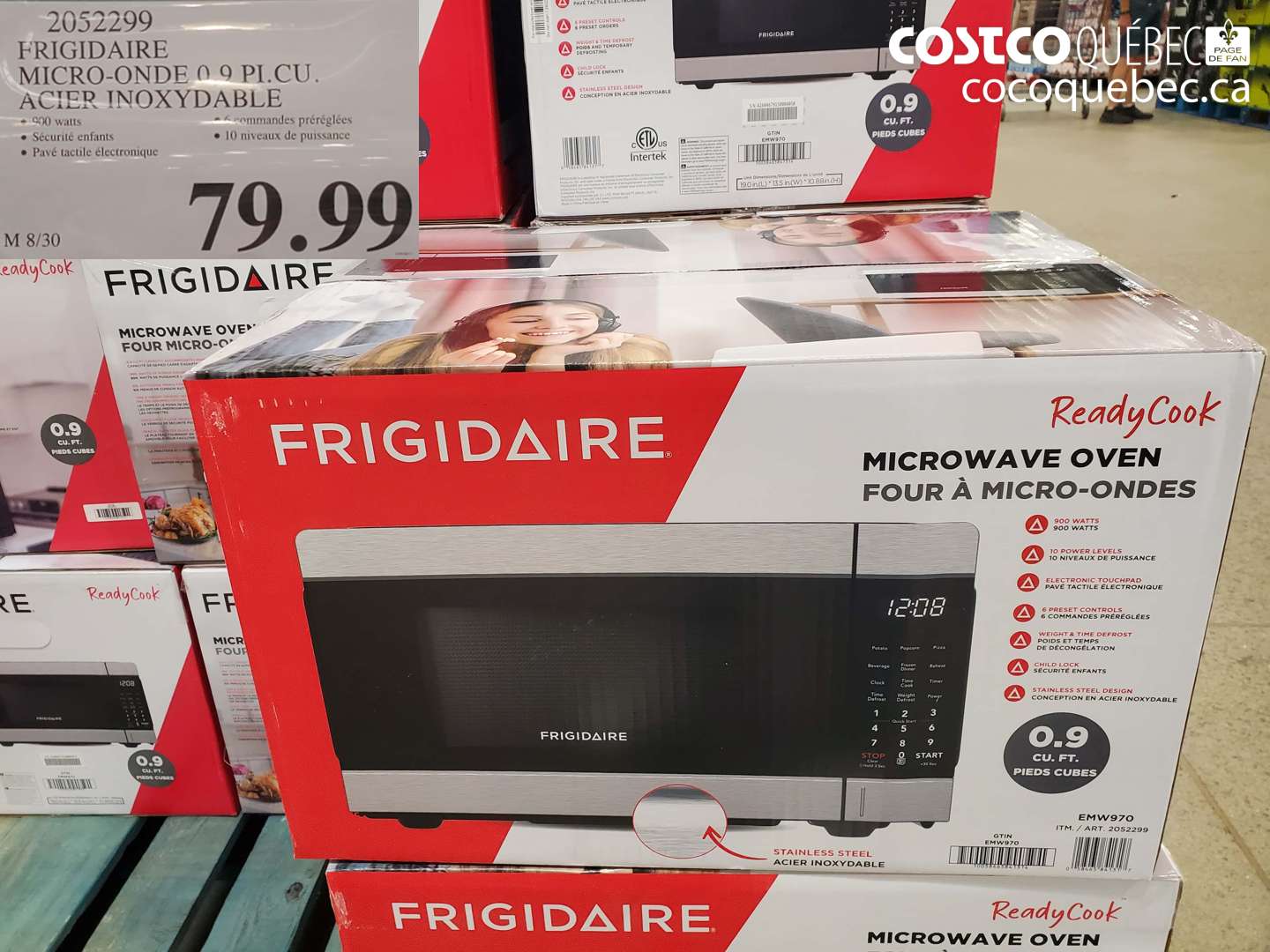 20522299 FRIGIDAIRE MICRO-ONDE 0.9 PI.CU. ACIER INOXYDABLE $79.99