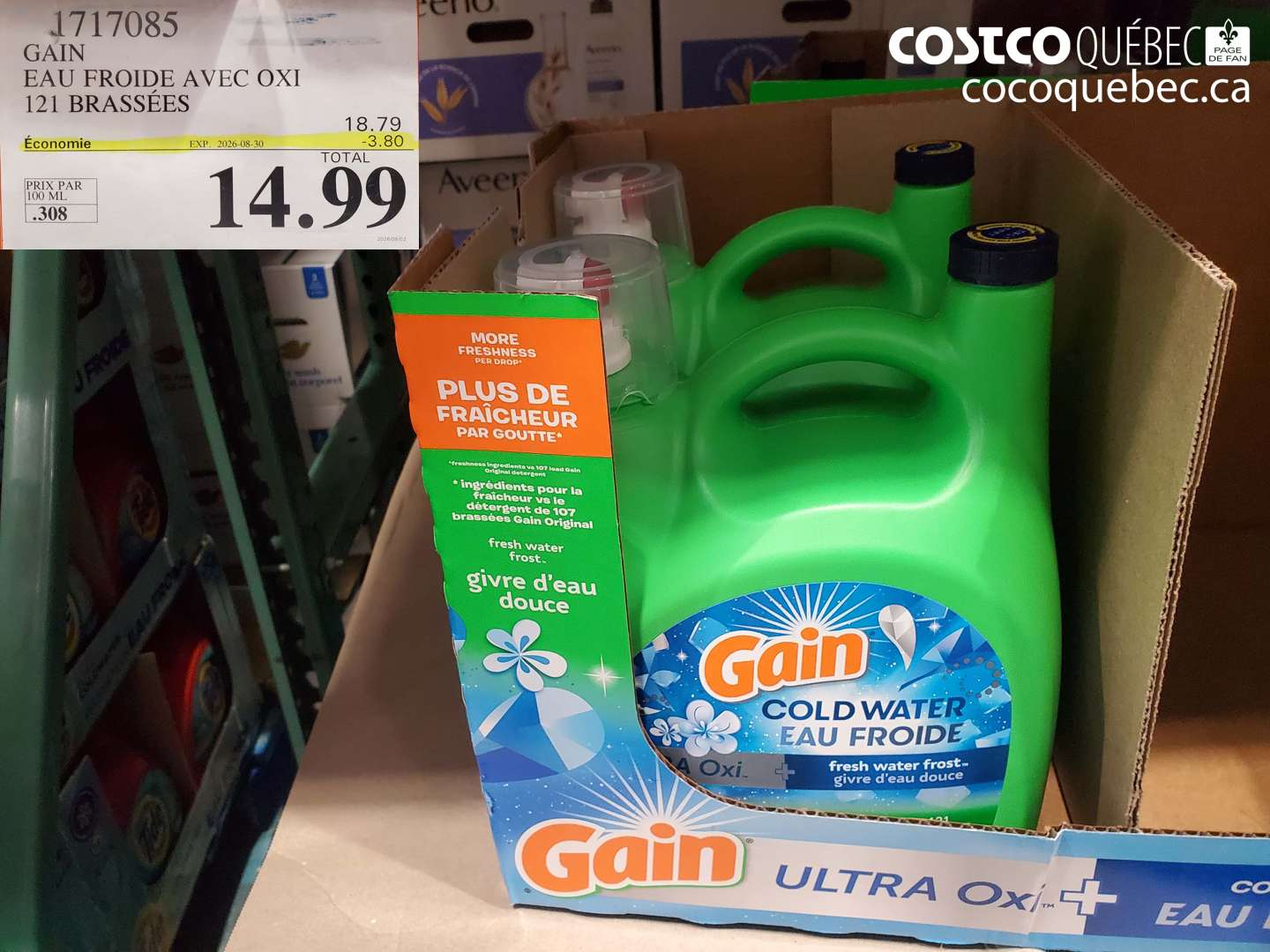 1717085 GAIN EAU FROIDE AVEC OXI 121 BRASSÉES ($3.80 INSTANT SAVINGS EXPIRES ON 2026-08-30) $14.99