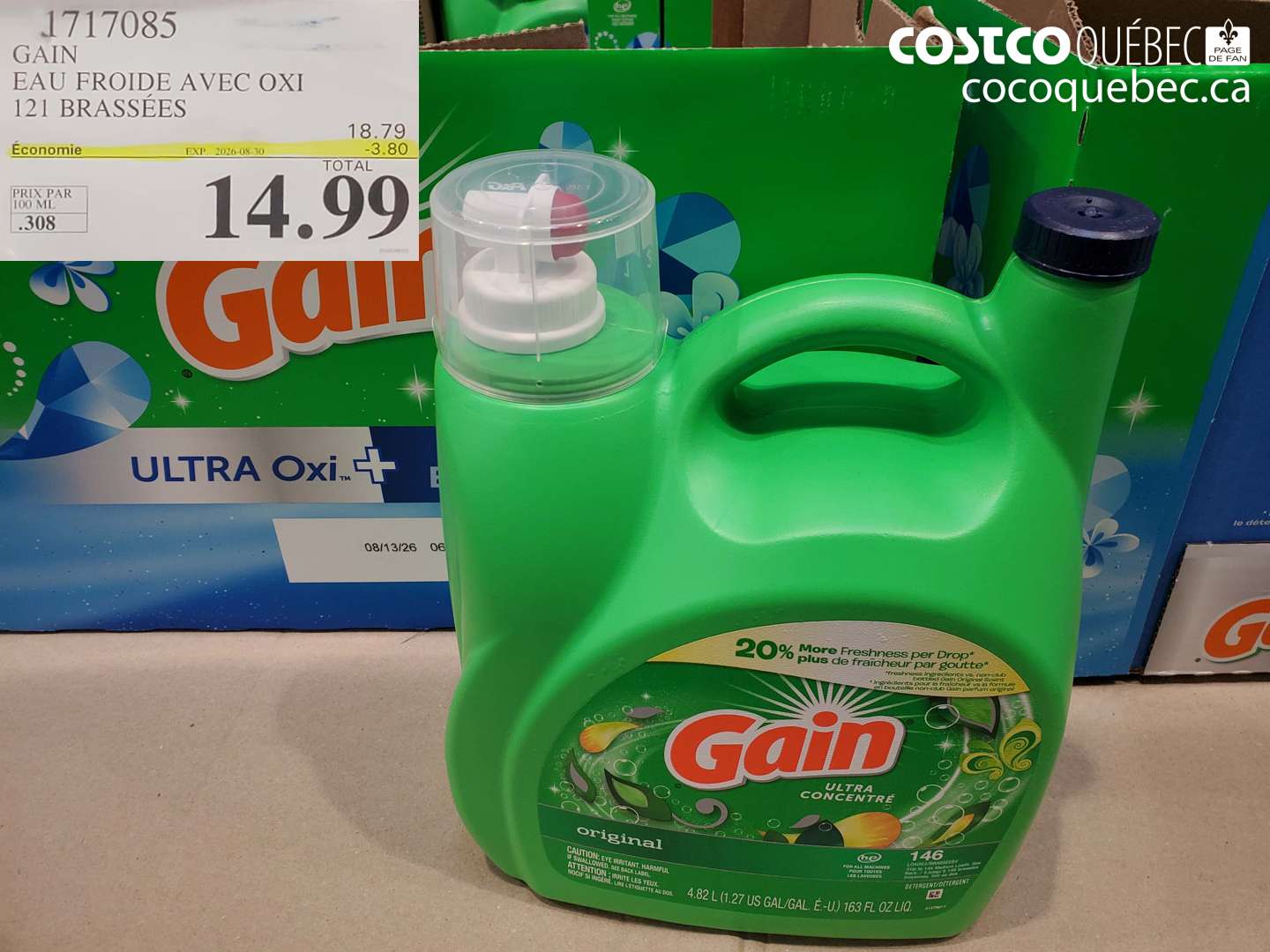 1717085 GAIN EAU FROIDE AVEC OXI 121 BRASSÉES ($3.80 INSTANT SAVINGS EXPIRES ON 2026-08-30) $14.99