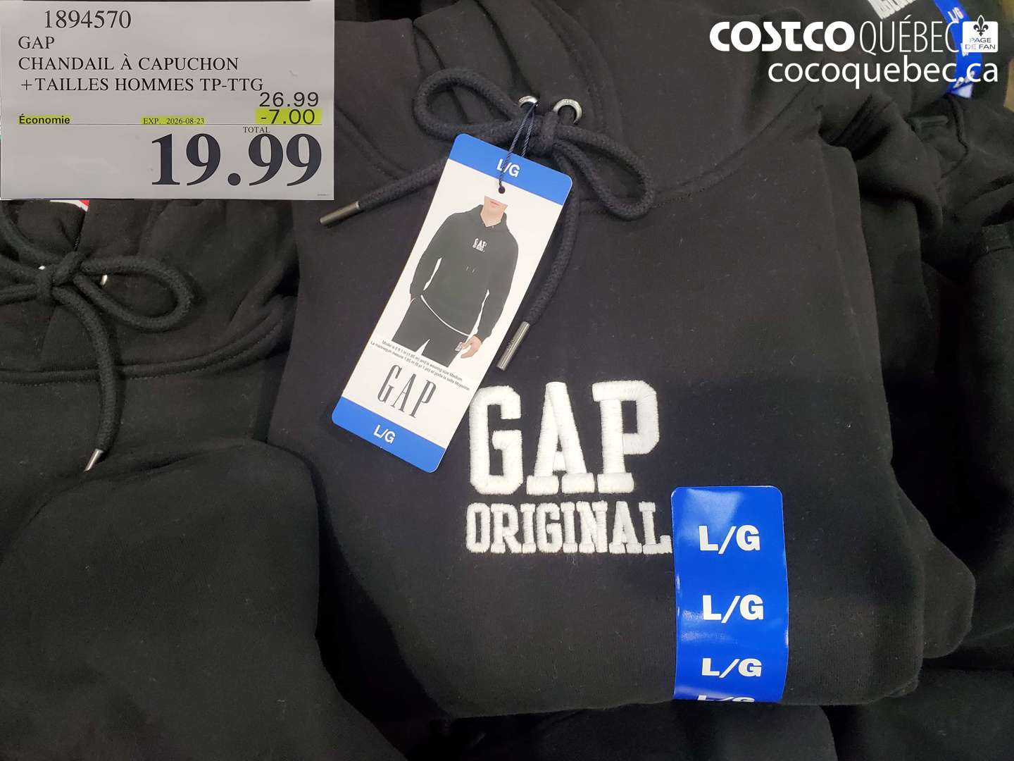 1894570 GAP CHANDAIL À CAPUCHON +TAILLES HOMMES TP-TTG ($7.00 INSTANT SAVINGS EXPIRES ON 2026-08-23) $19.99