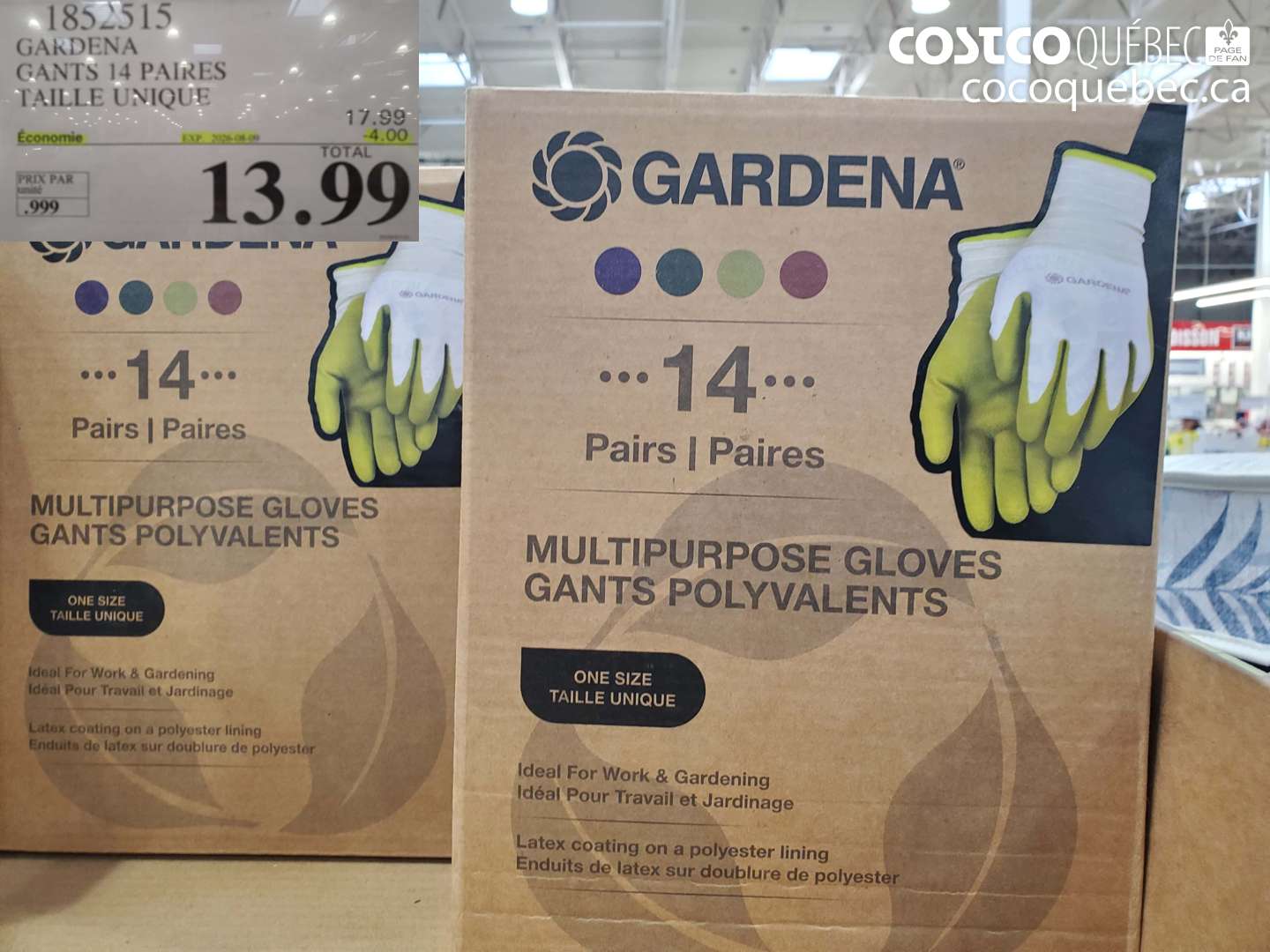 1852515 GARDENA GANTS 14 PAIRES TAILLE UNIQUE ($4.00 INSTANT SAVINGS EXPIRES ON 2026-08-09) $13.99