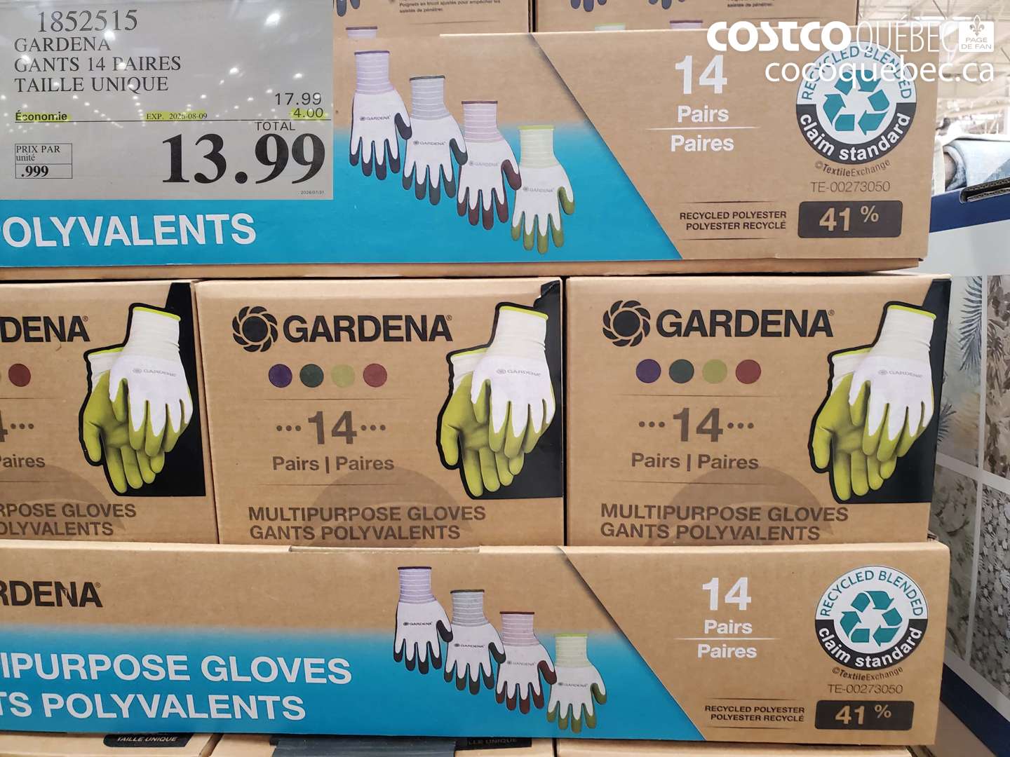 1852515 GARDENA GANTS 14 PAIRES TAILLE UNIQUE ($4.00 INSTANT SAVINGS EXPIRES ON 2026-08-09) $13.99