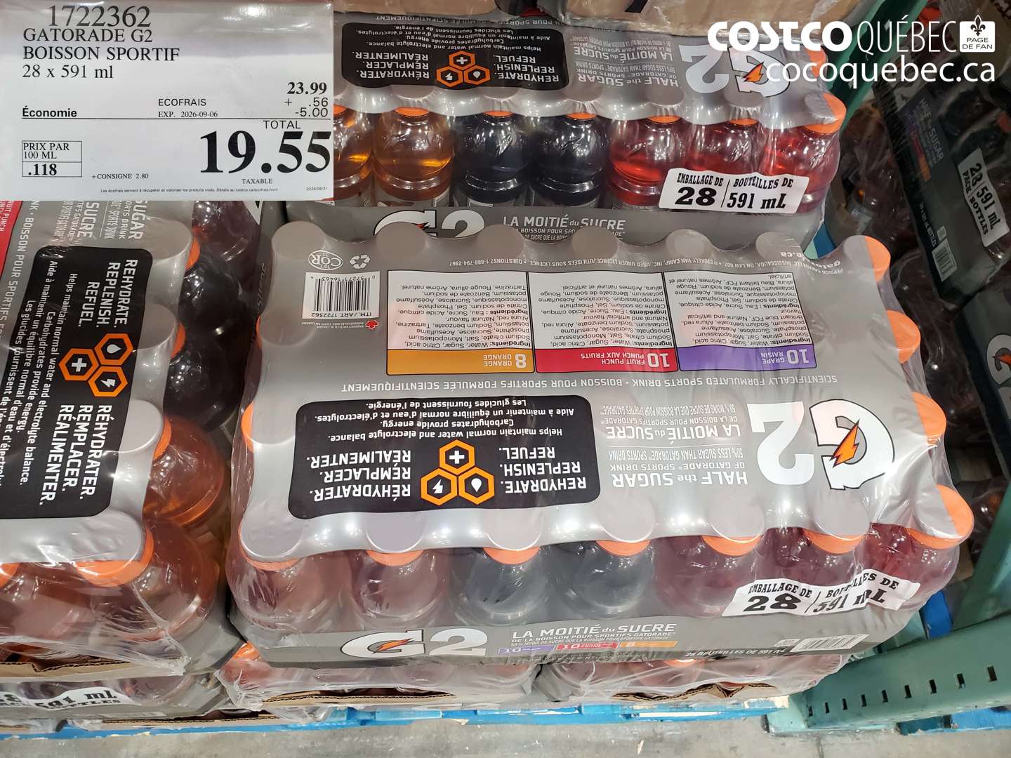 1722362 GATORADE G2 BOISSON SPORTIF ($5.00 INSTANT SAVINGS EXPIRES ON 2026-09-06) $19.55
