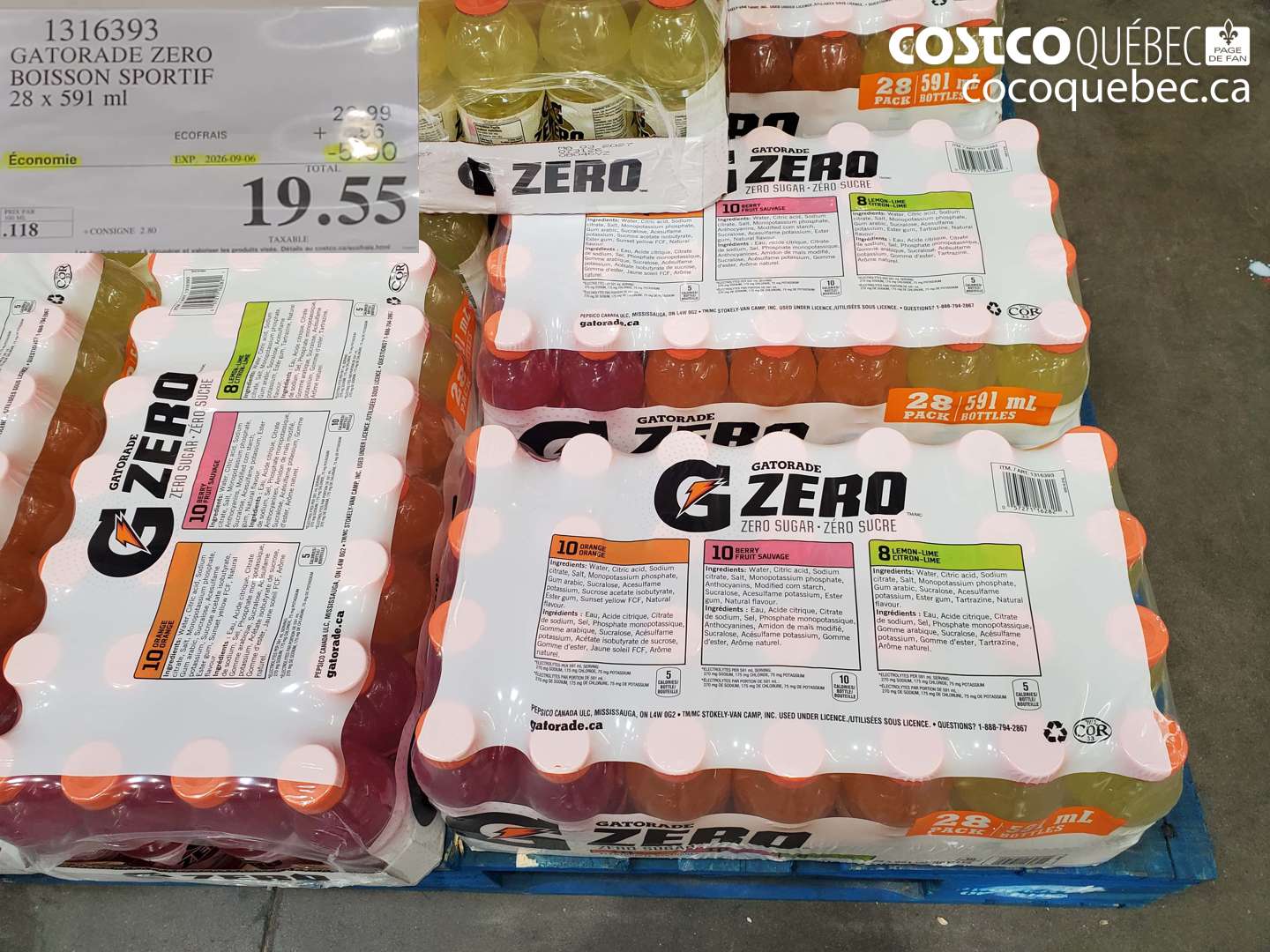 1316393 GATORADE ZERO BOISSON SPORTIF ($5.00 INSTANT SAVINGS EXPIRES ON 2026-09-06) $19.55