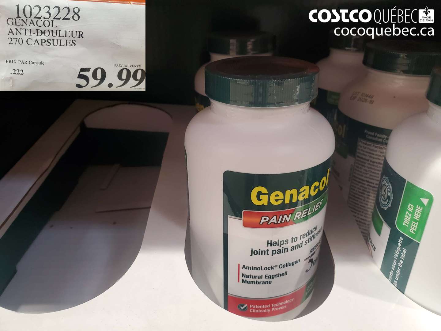1023228 GENACOL ANTI-DOULEUR 270 CAPSULES $59.99