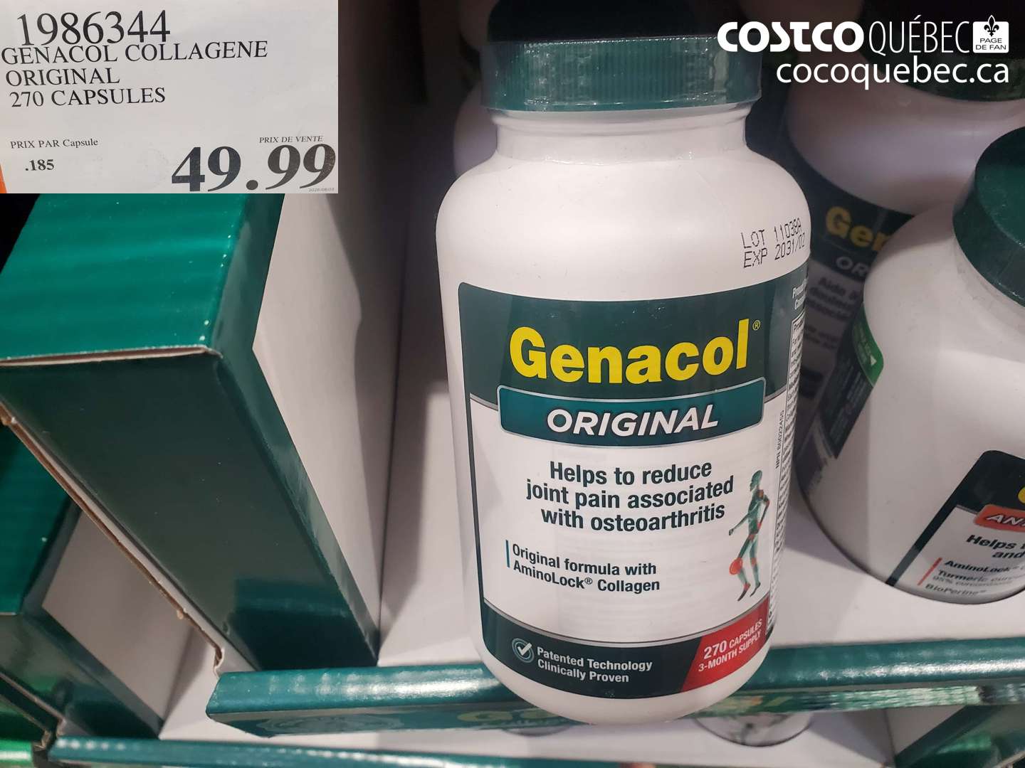 1986344 GENACOL COLLAGENE ORIGINAL 270 CAPSULES $49.99