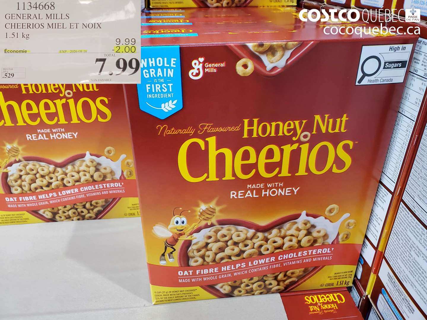1134668 GENERAL MILLS CHEERIOS MIEL ET NOIX 1.51 KG ($2.00 INSTANT SAVINGS EXPIRES ON 2026-08-16) $7.99