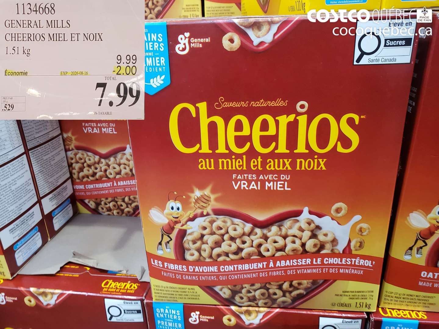 1134668 GENERAL MILLS CHEERIOS MIEL ET NOIX ($2.00 INSTANT SAVINGS EXPIRES ON 2026-08-16) $7.99