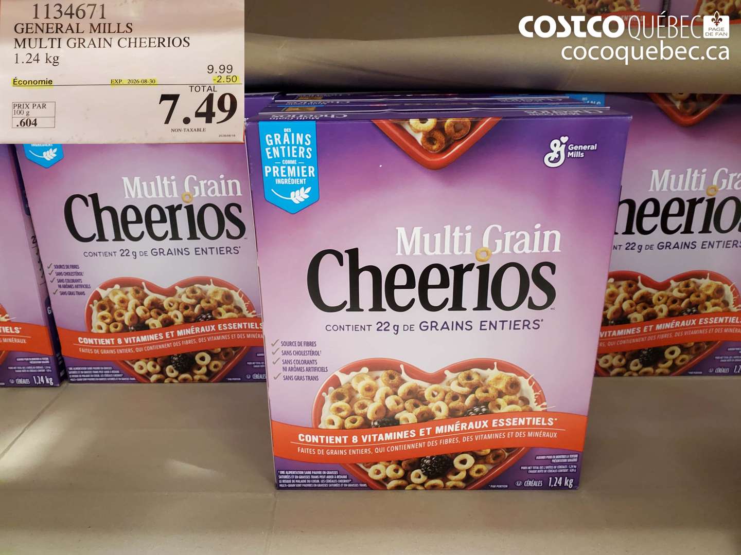 1134671 GENERAL MILLS MULTI GRAIN CHEERIOS ($2.50 INSTANT SAVINGS EXPIRES ON 2026-08-30) $7.49
