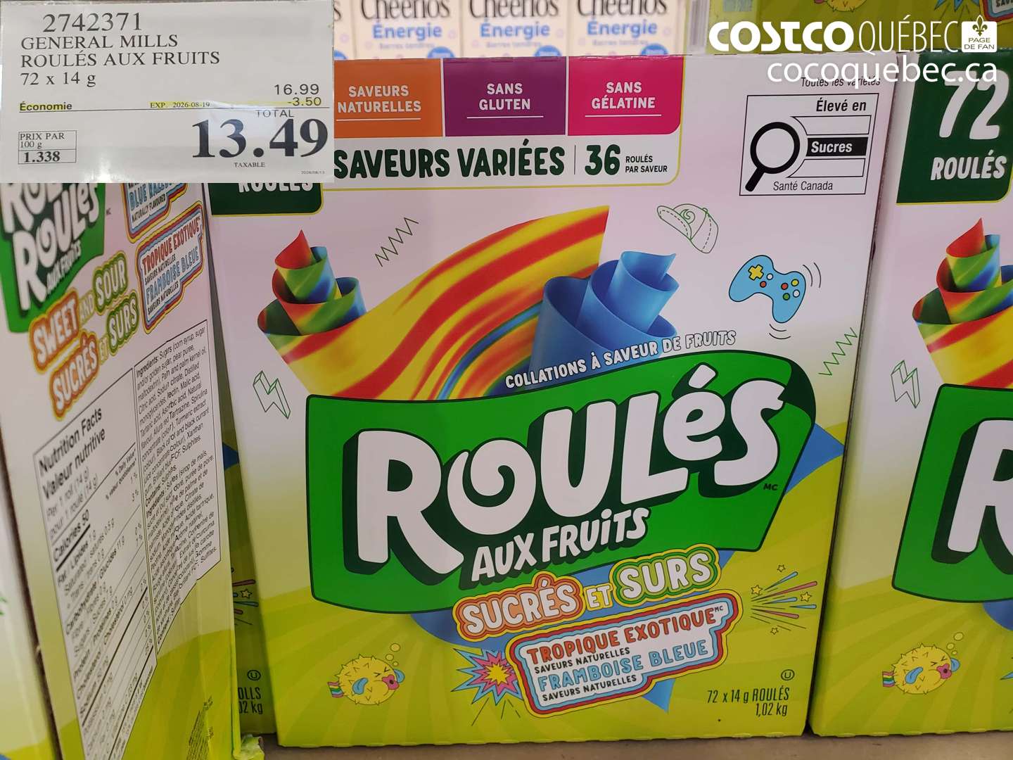 2742371 GENERAL MILLS ROULÉS AUX FRUITS ($3.50 INSTANT SAVINGS EXPIRES ON 2026-08-19) $13.49