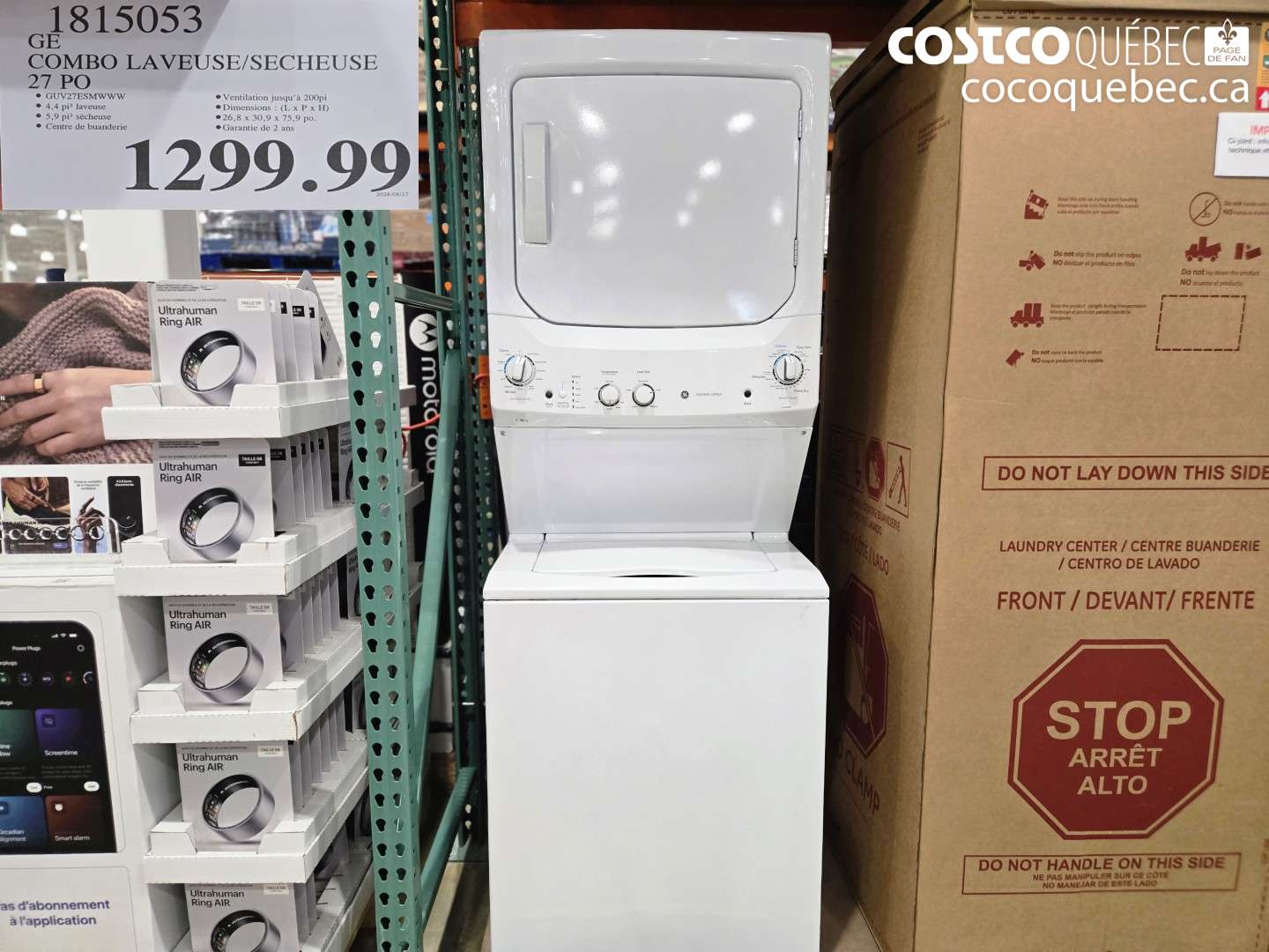 1815053 GE COMBO LAVEUSE/SECHEUSE 27 PO $1299.99