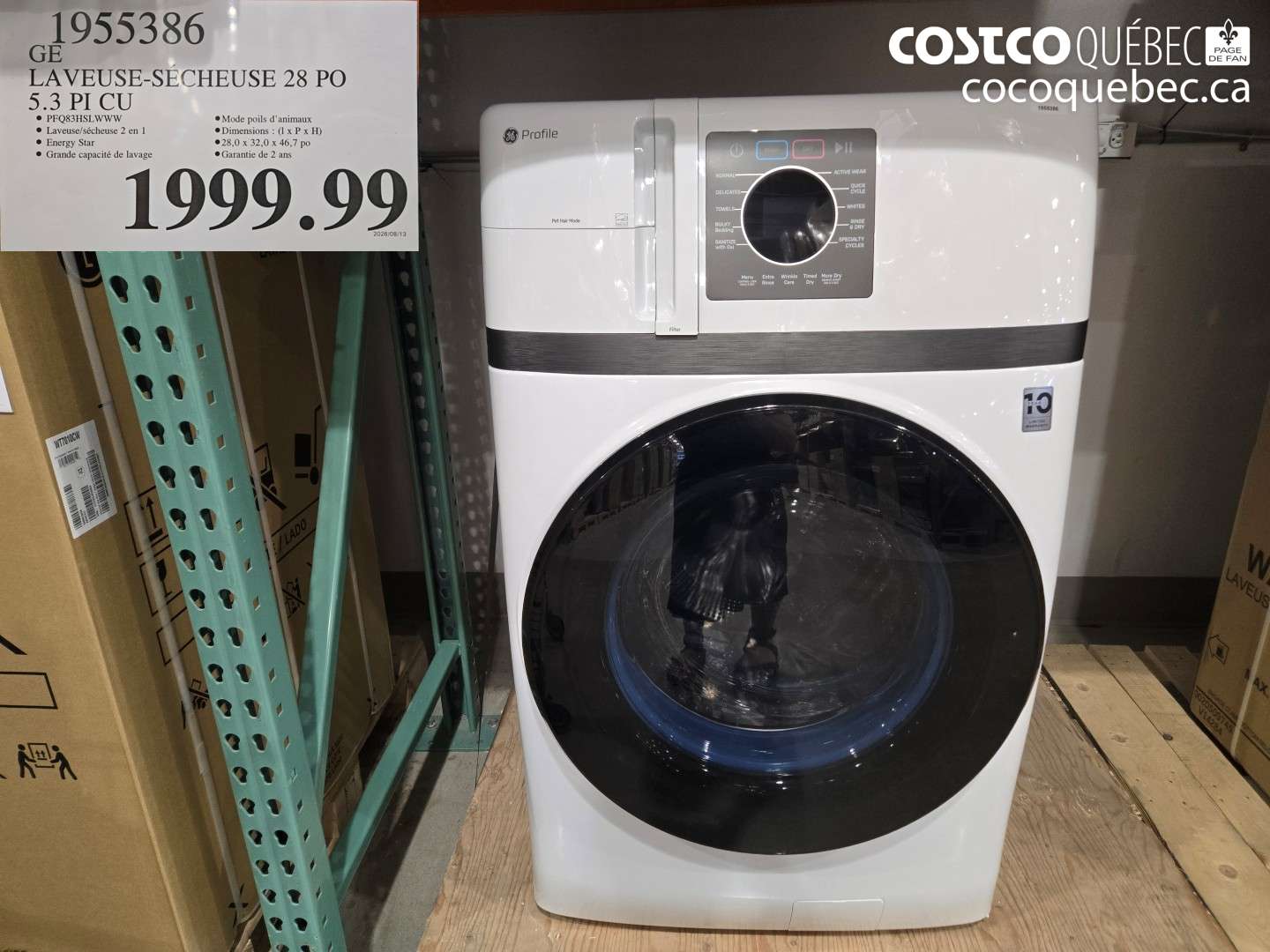 1955386 GE LAVEUSE-SÉCHEUSE 28 PO 5.3 PI CU $1999.99