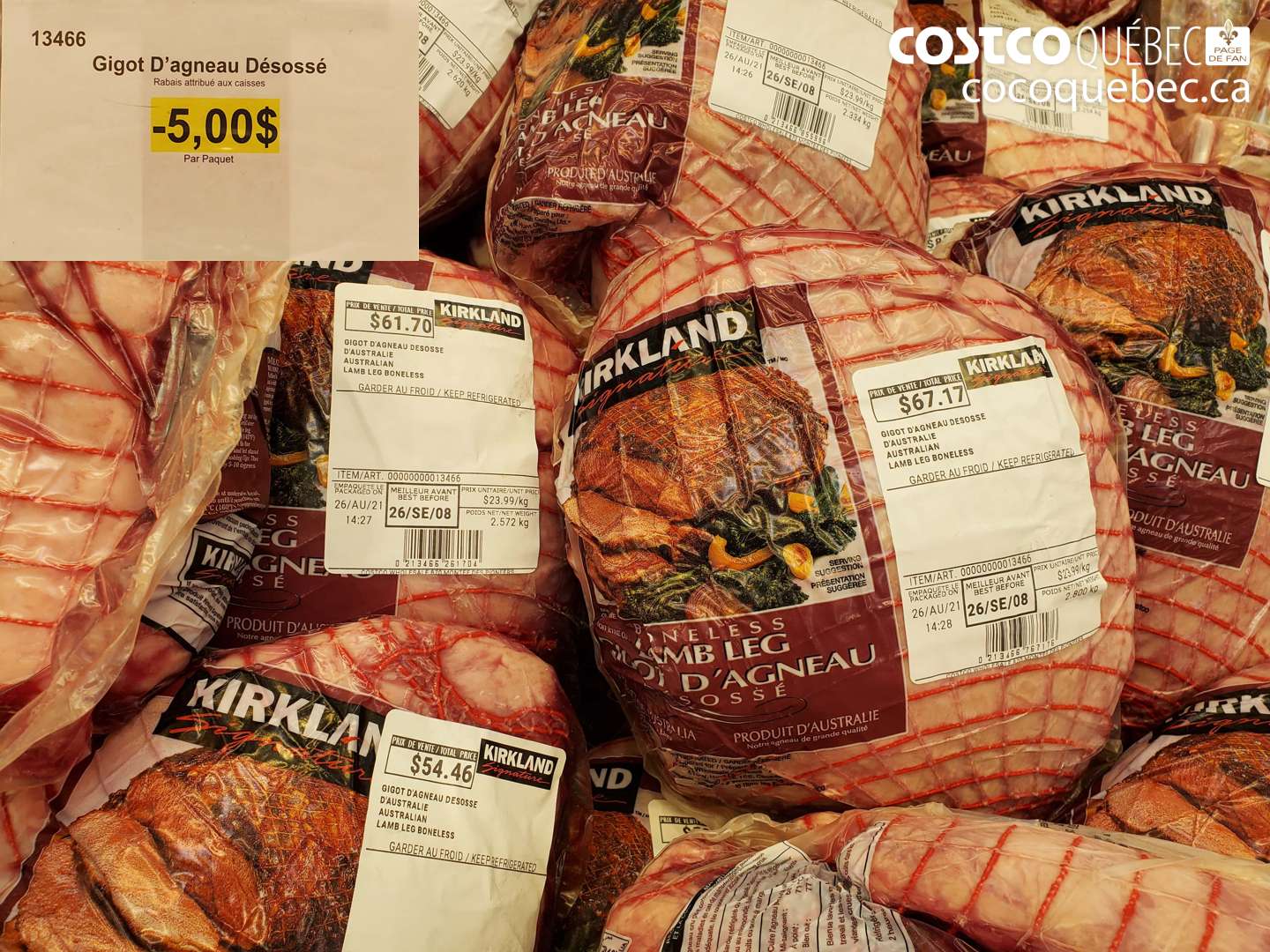 13466 GIGOT D’AGNEAU DÉSOSSÉ ($5.00 INSTANT SAVINGS)