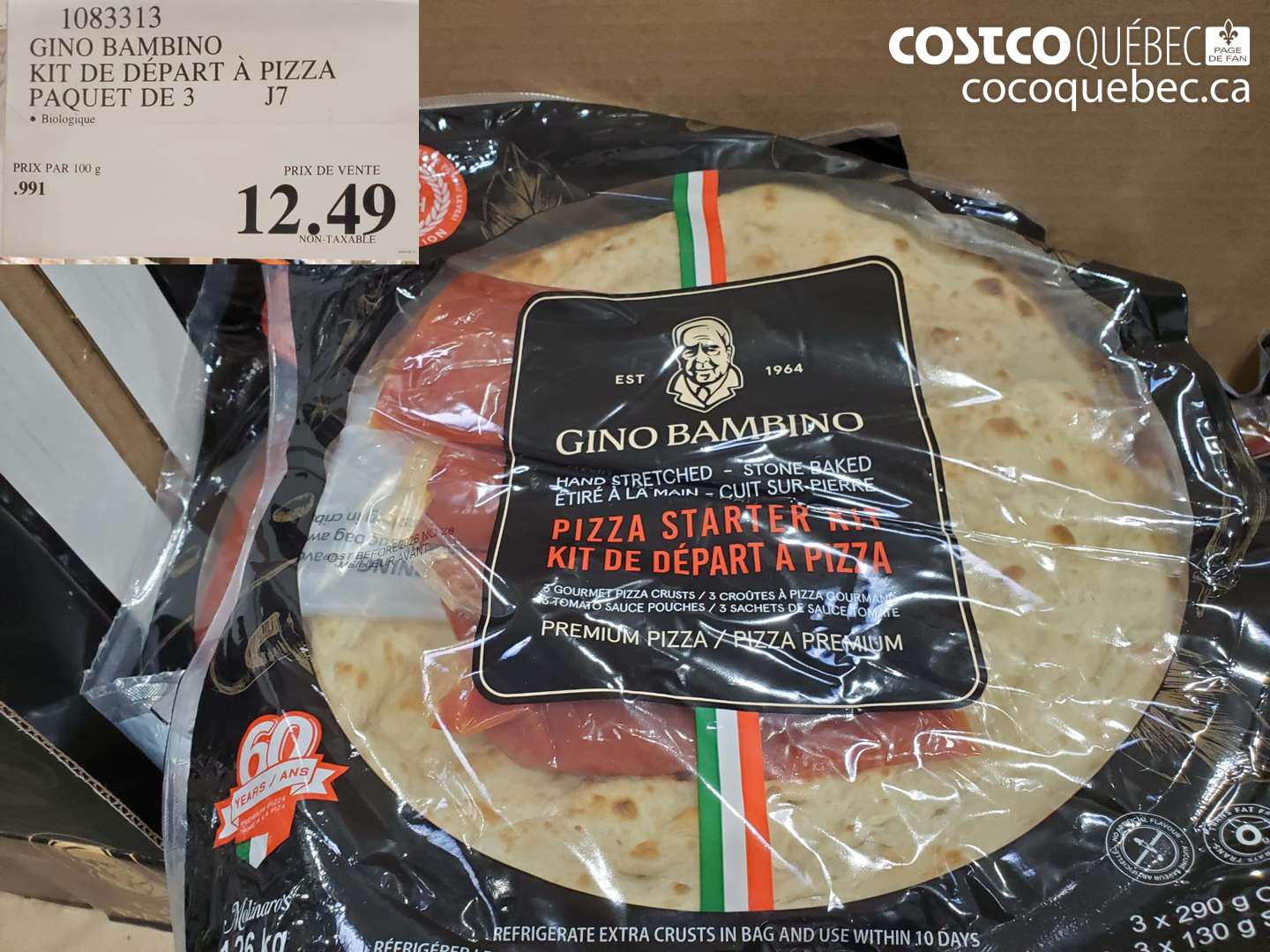 1083313 GINO BAMBINO KIT DE DÉPART À PIZZA PAQUET DE 3 $12.49