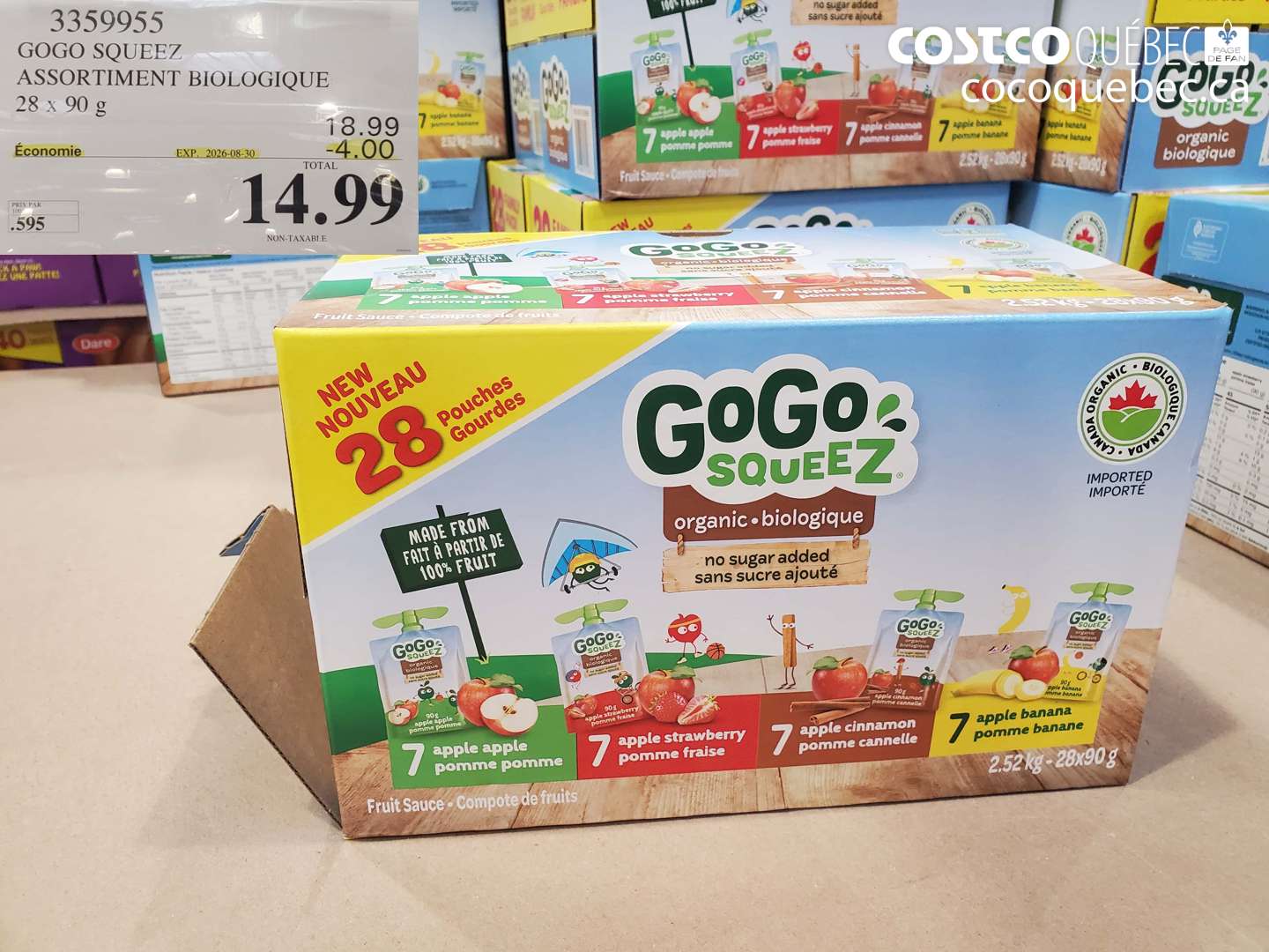 3359955 GOGO SQUEEZ ASSORTIMENT BIOLOGIQUE ($4.00 INSTANT SAVINGS EXPIRES ON 2026-08-30) $14.99