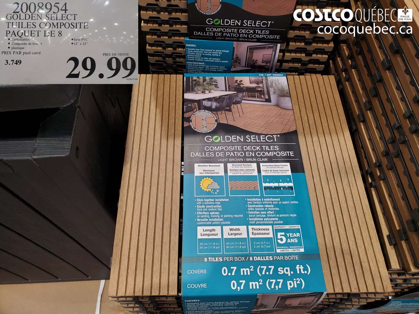 2008954 GOLDEN SELECT TUILES COMPOSITE PAQUET DE 8 $29.99