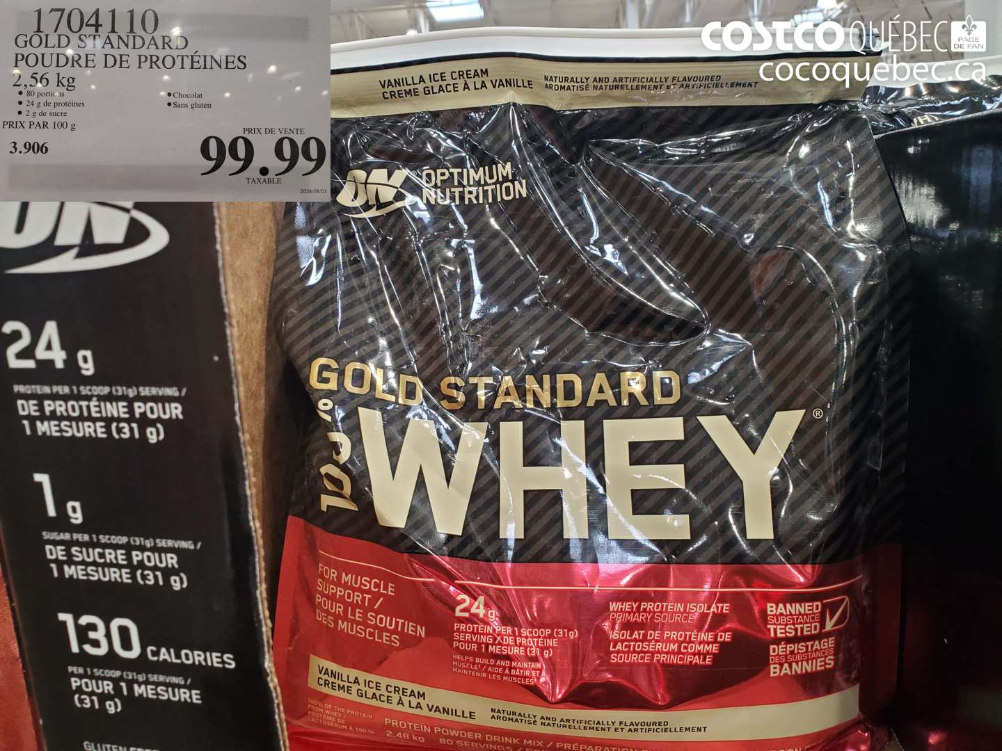 1704110 GOLD STANDARD POUDRE DE PROTÉINES 2.56 KG $99.99