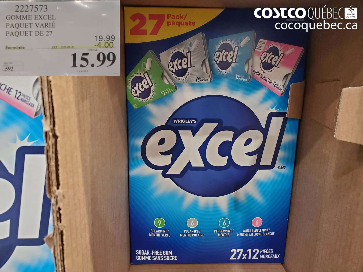 2227573 GOMME EXCEL PAQUET VARIÉ PAQUET DE 27 ($4.00 INSTANT SAVINGS EXPIRES ON 2026-08-30) $15.99
