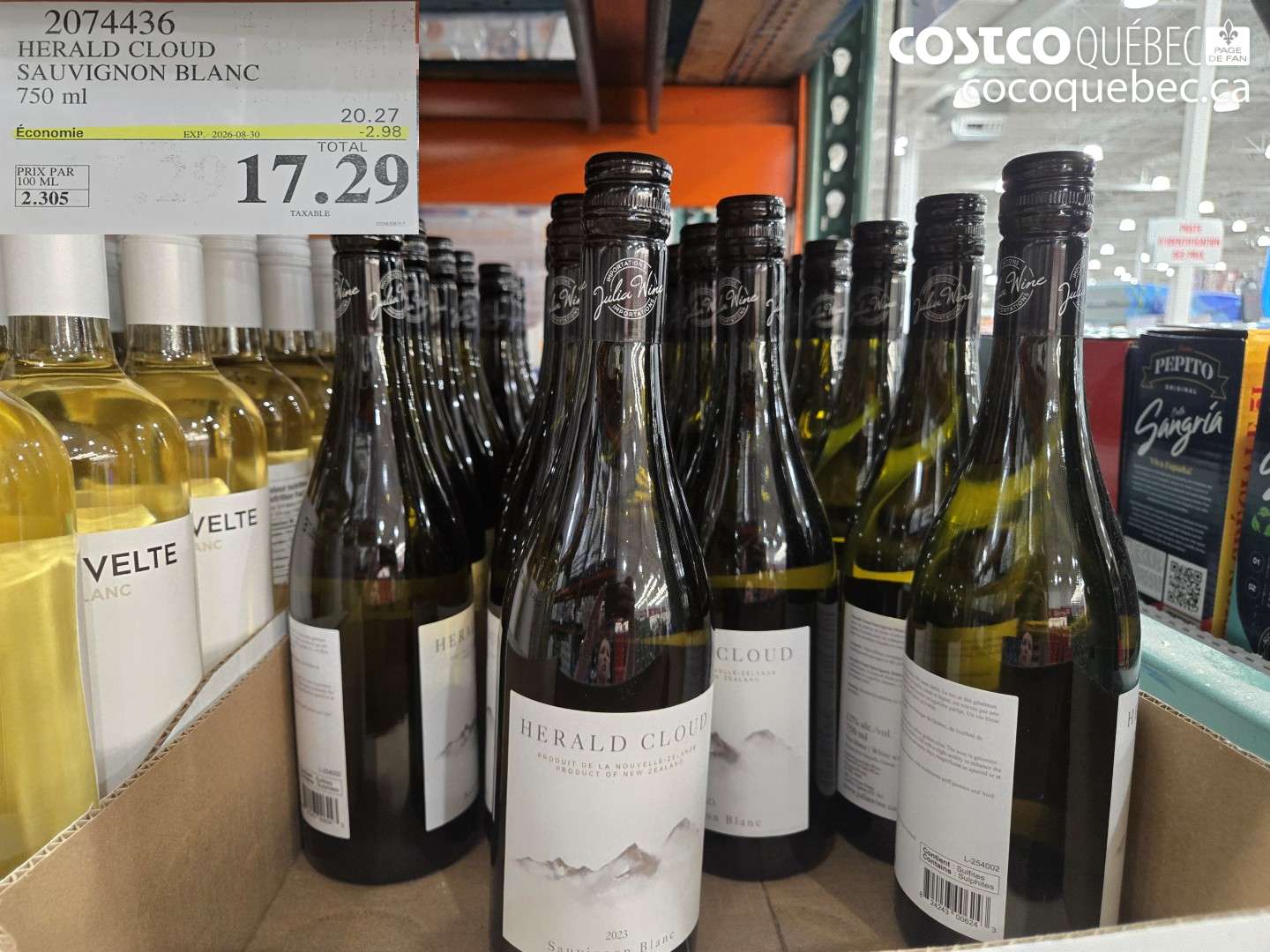 2074436 HERALD CLOUD SAUVIGNON BLANC 750 ML ($2.98 INSTANT SAVINGS EXPIRES ON 2026-08-30) $17.29