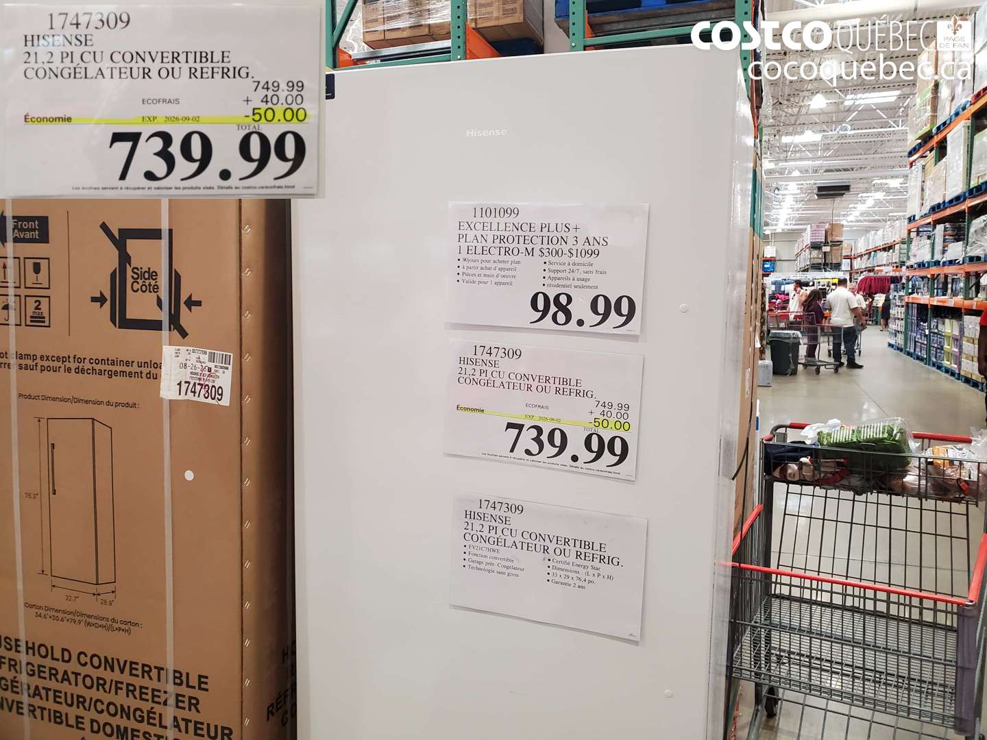 1747309 HISENSE 21.2 PI.CU CONVERTIBLE CONGÉLATEUR OU REFRIG. ($50.00 INSTANT SAVINGS EXPIRES ON 2026-09-02) $739.99