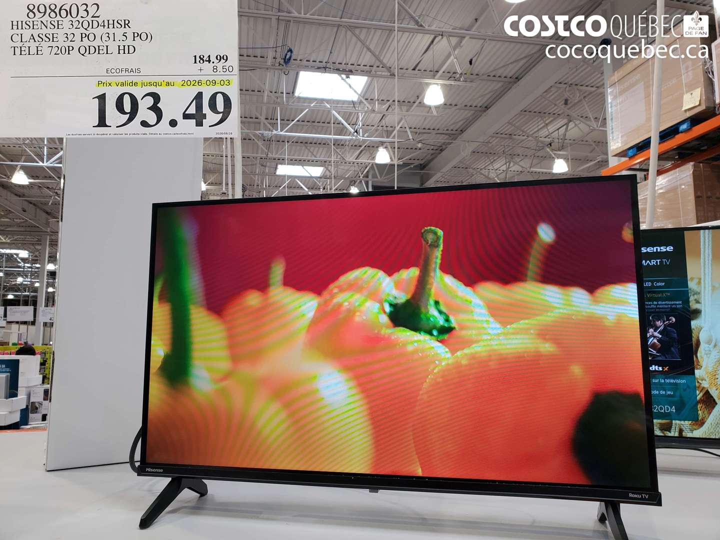 8986032 HISENSE 32QD4HSR CLASSE 32 PO (31.5 PO) TÉLÉ 720P QDEL HD (EXPIRES ON 2026-09-03) $193.49