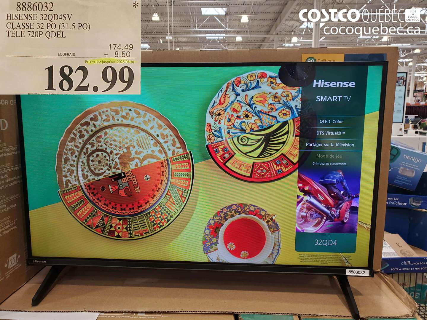 8886032 HISENSE 32QD4SV CLASSE 32 PO (31.5 PO) TÉLÉ 720P QDEL (EXPIRES ON 2026-08-20) $182.99
