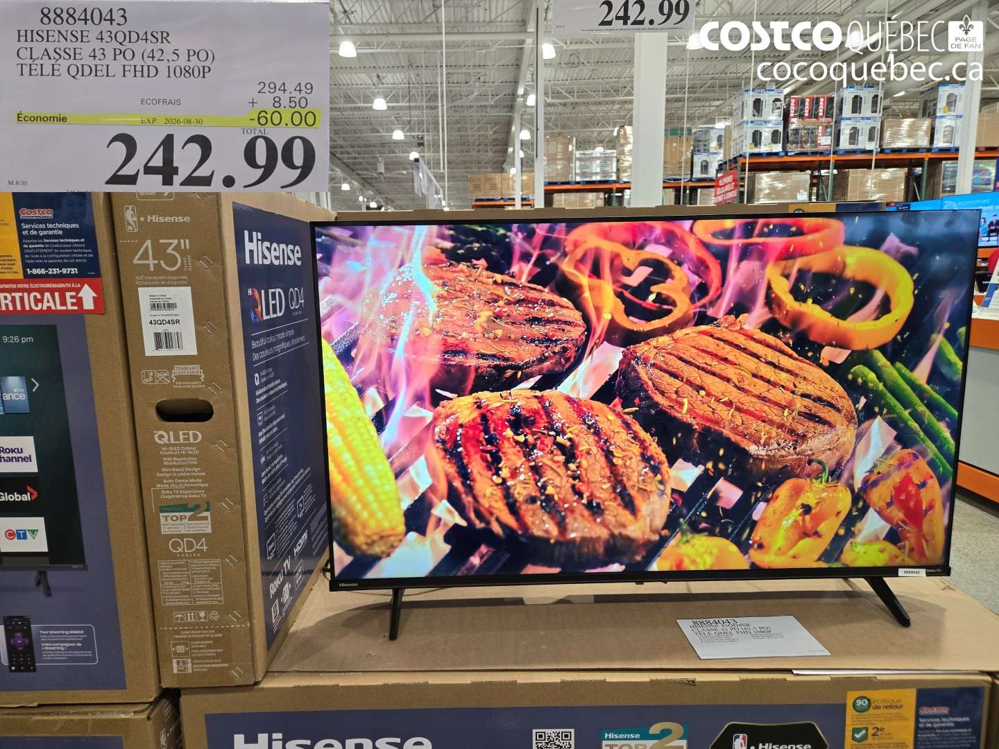 8884043 HISENSE 43QD4SR CLASSE 43 PO (42.5 PO) TÉLÉ QDEL FHD 1080P ($60.00 INSTANT SAVINGS EXPIRES ON 2026-08-30) $242.99