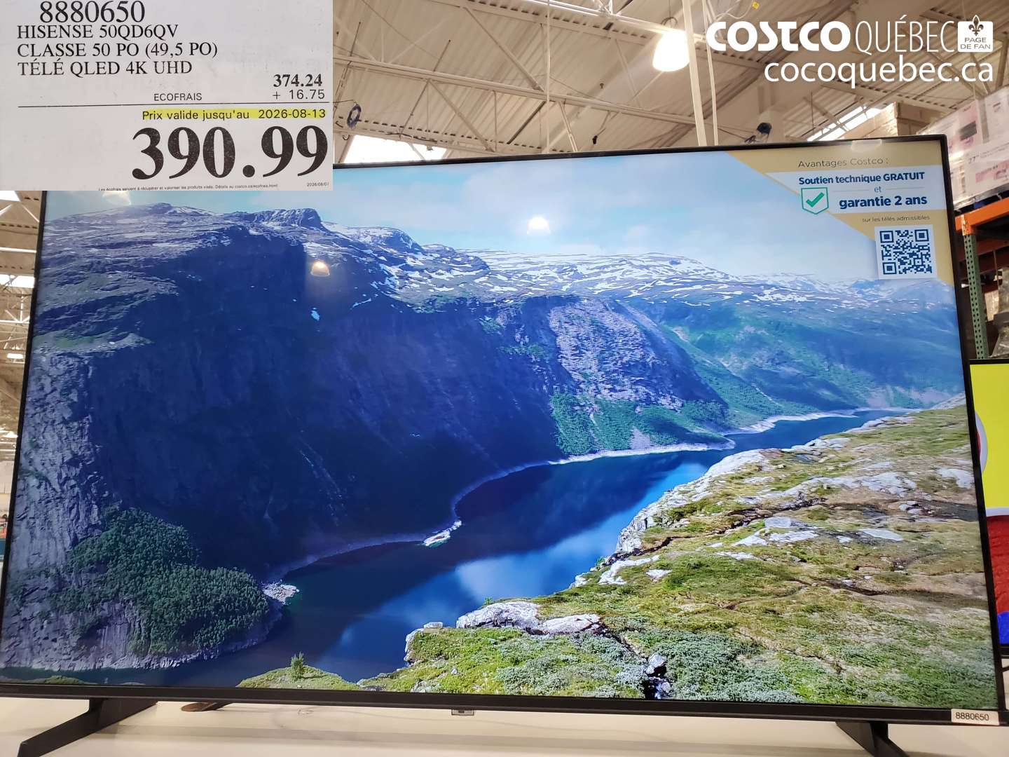 8880650 HISENSE 50QD6QV CLASSE 50 PO (49.5 PO) TÉLÉ QLED 4K UHD (EXPIRES ON 2026-08-13) $390.99