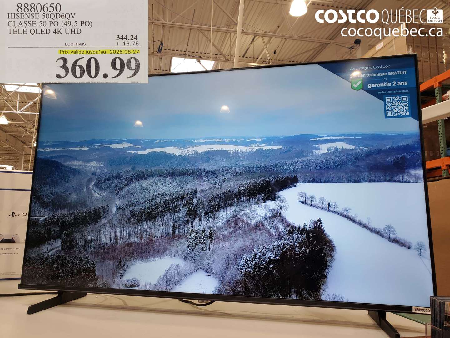 8880650 HISENSE 50QD6QV CLASSE 50 PO (49.5 PO) TÉLÉ QLED 4K UHD (EXPIRES ON 2026-08-27) $360.99