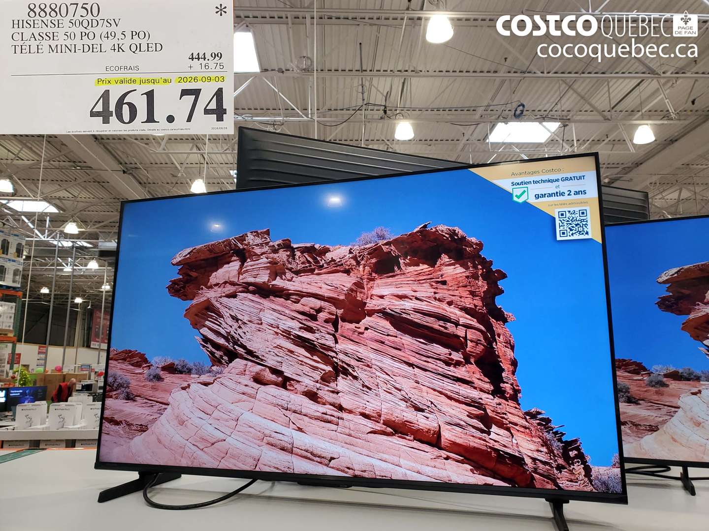 8880750 HISENSE 50QD7SV CLASSE 50 PO (49.5 PO) TÉLÉ MINI-DEL 4K QLED (EXPIRES ON 2026-09-03) $461.74