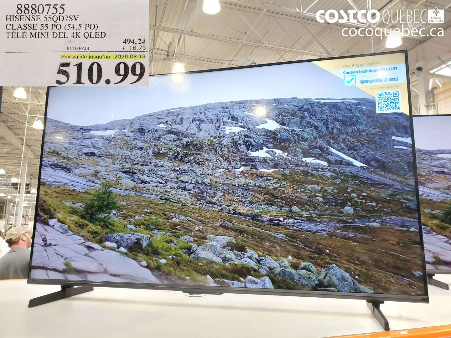 8880755 HISENSE 55QD7SV CLASSE 55 PO (54.5 PO) TÉLÉ MINI-DEL 4K QLED (EXPIRES ON 2026-08-13) $510.99