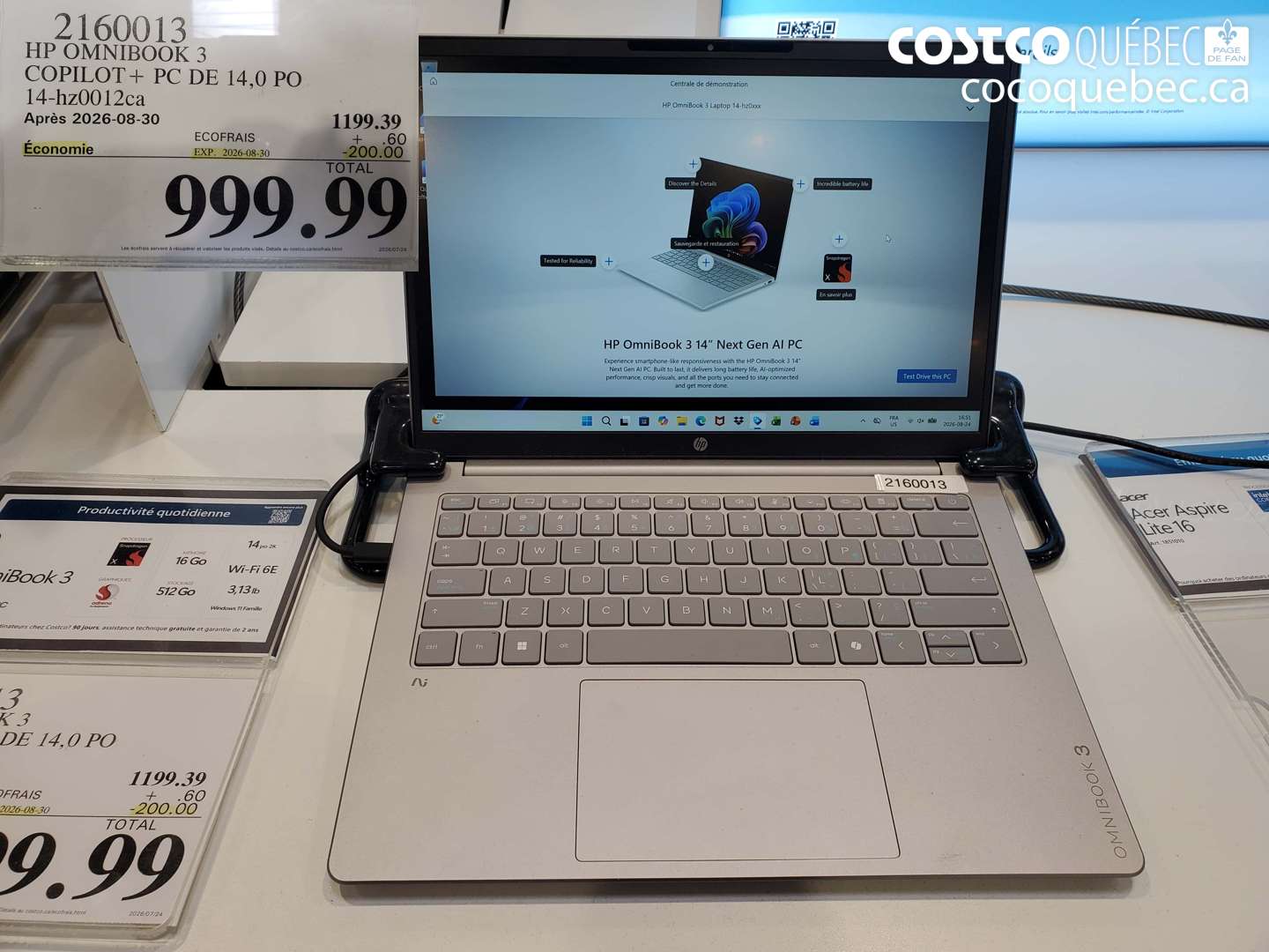 2160013 HP OMNIBOOK 3 COPILOT+ PC DE 14.0 PO 14-HZ0012CA ($200.00 INSTANT SAVINGS EXPIRES ON 2026-08-30) $999.99