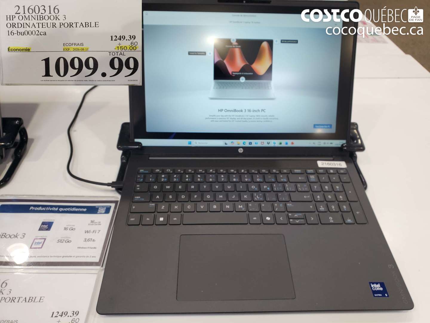 2160316 HP OMNIBOOK 3 ORDINATEUR PORTABLE ($150.00 INSTANT SAVINGS EXPIRES ON 2026-08-11) $1099.99