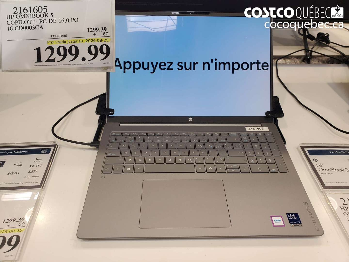 2161605 HP OMNIBOOK 5 COPILOT + PC DE 16.0 PO 16-CD0003CA (EXPIRES ON 2026-08-23) $1299.99