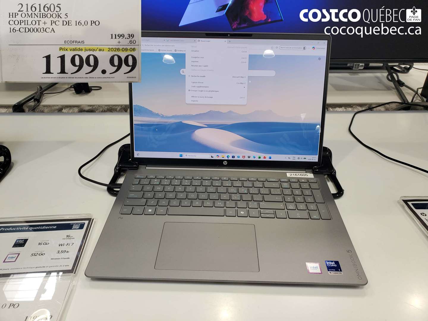 2161605 HP OMNIBOOK 5 COPILOT + PC DE 16.0 PO 16-CD0003CA (EXPIRES ON 2026-09-06) $1199.99