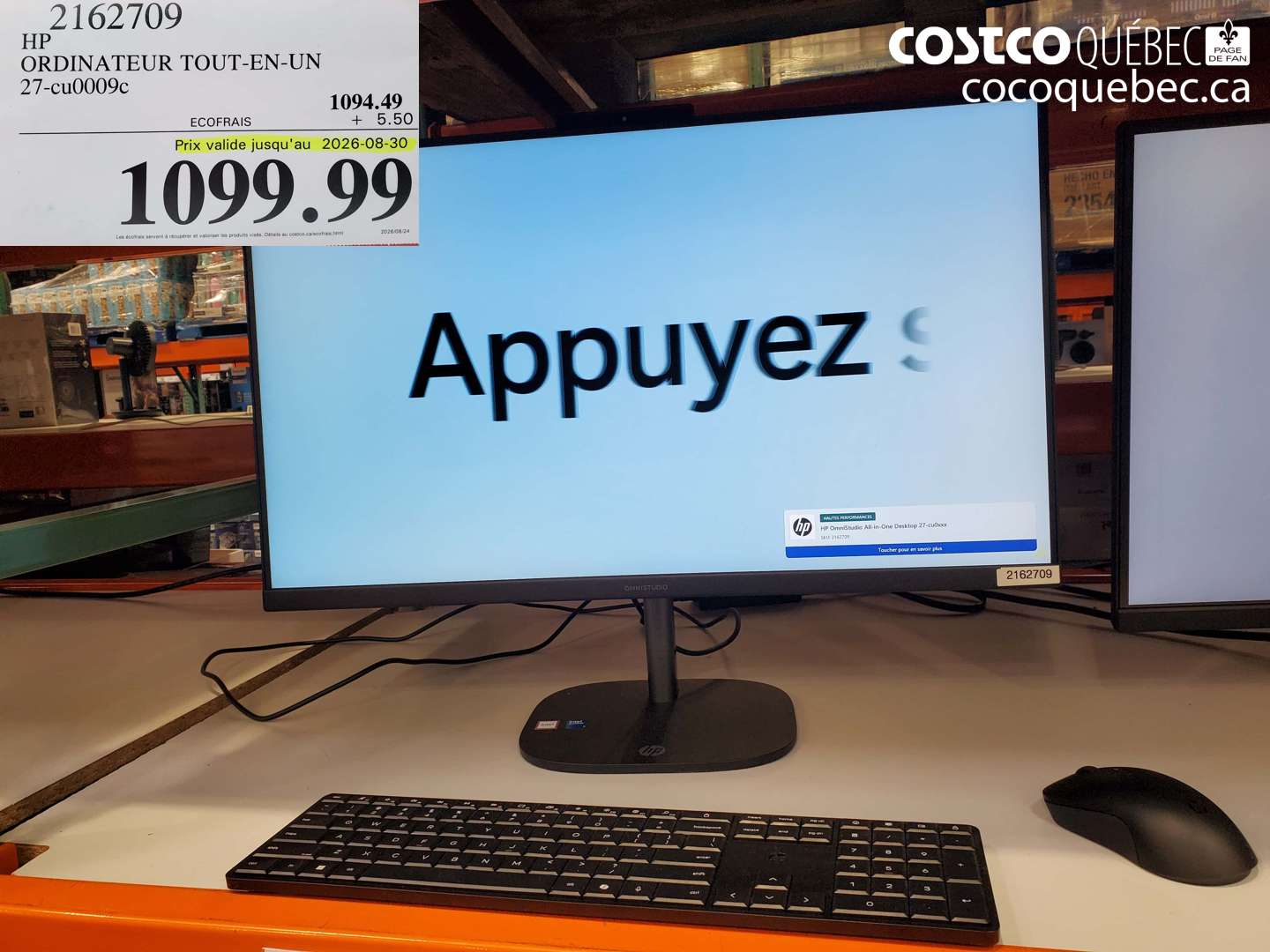 2162709 HP ORDINATEUR TOUT-EN-UN 27-CU0009C (EXPIRES ON 2026-08-30) $1099.99